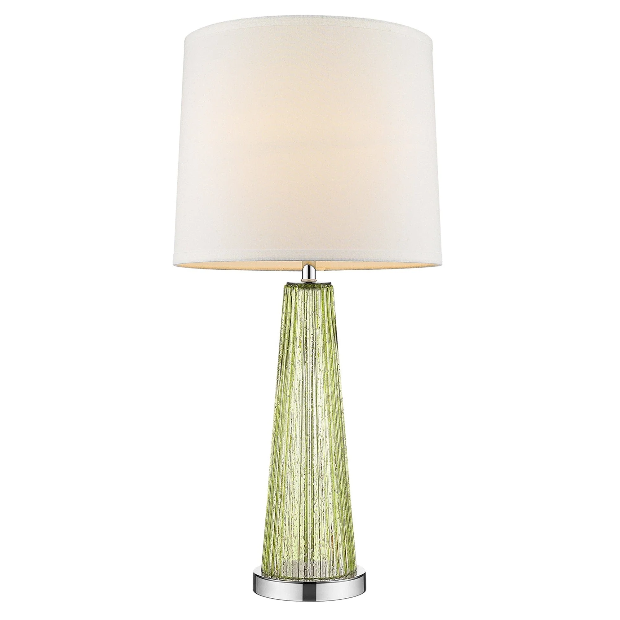 29" Green Glass Buffet Lamp With Off White Empire Shade - Image 2