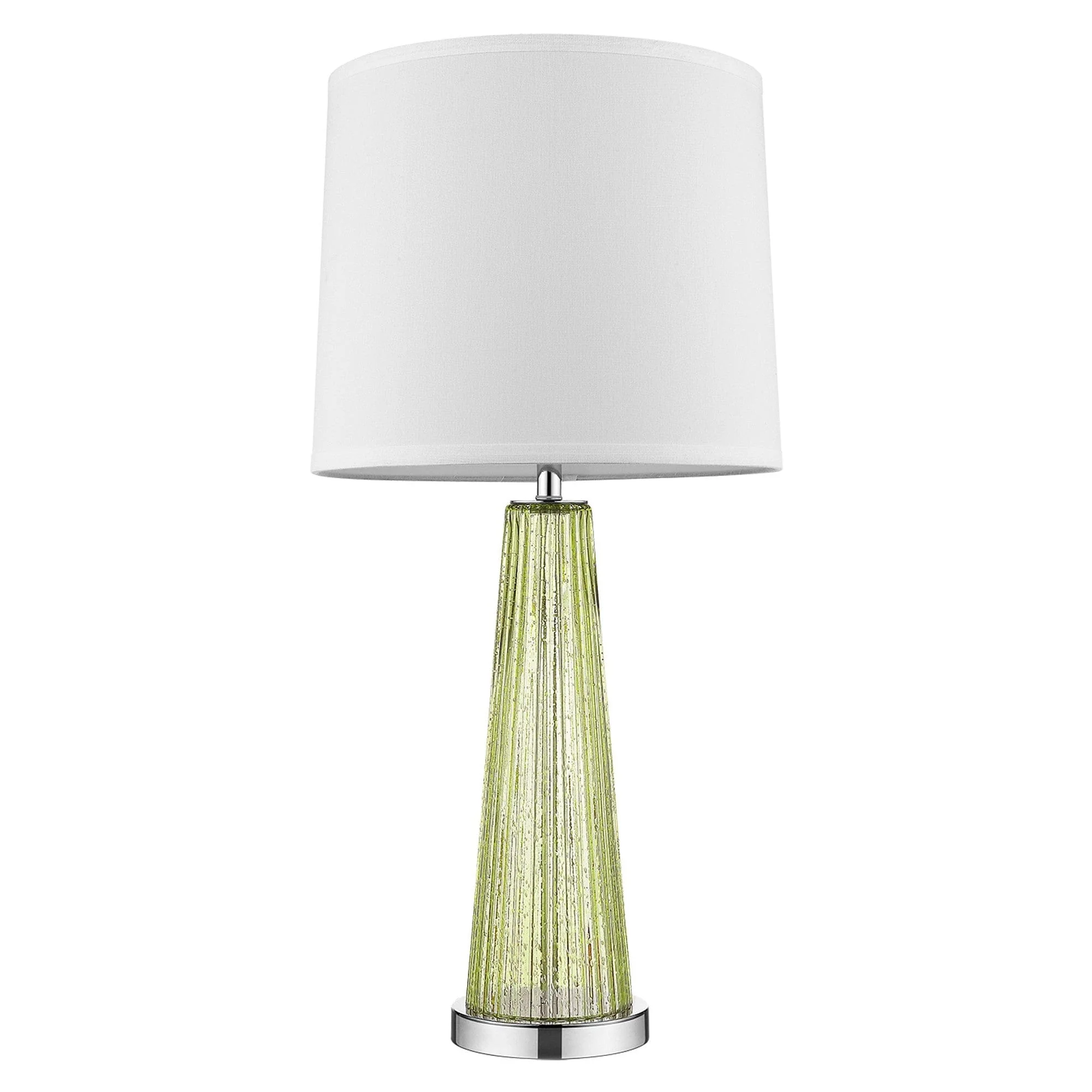 29" Green Glass Buffet Lamp With Off White Empire Shade - Image 3