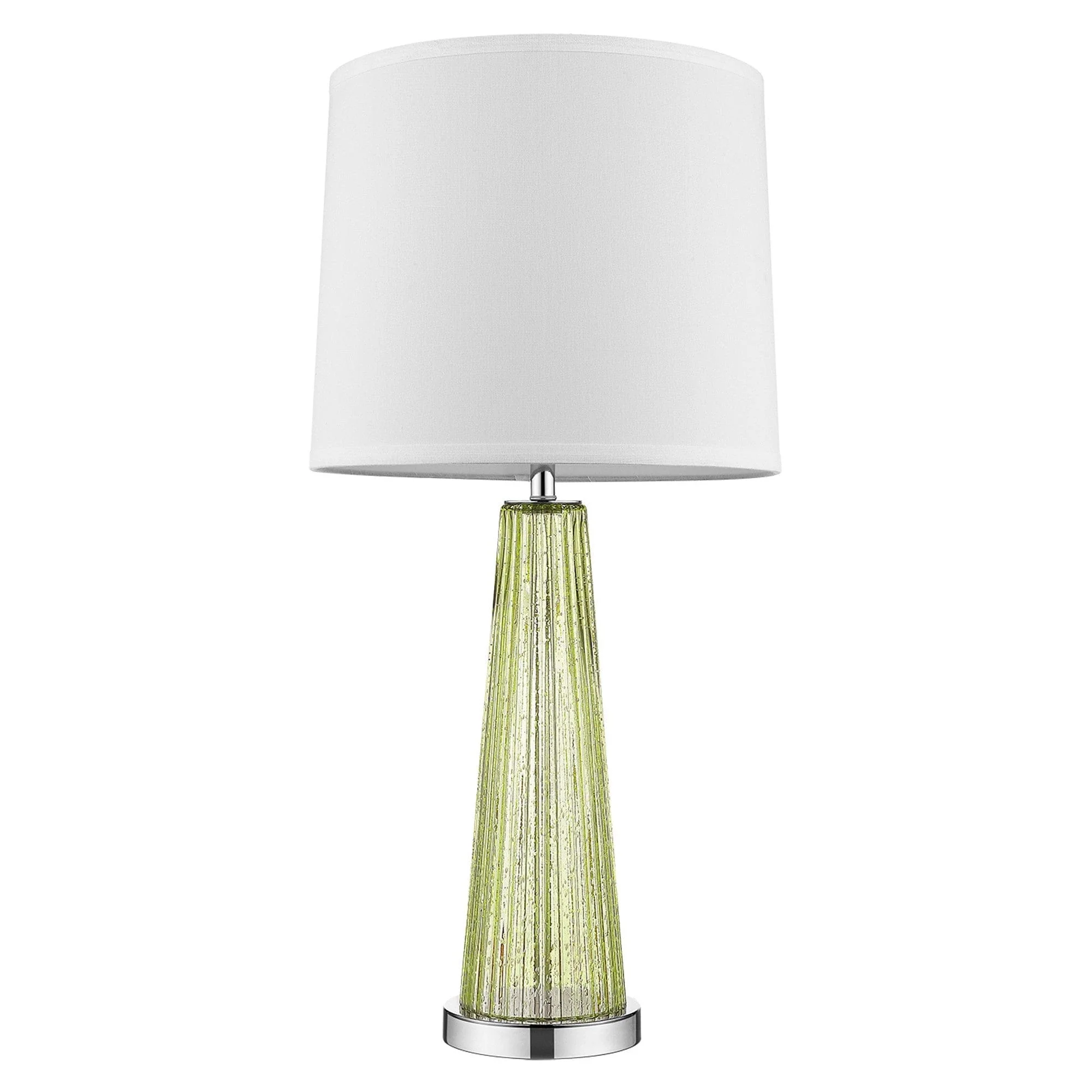 29" Green Glass Buffet Lamp With Off White Empire Shade - Image 4