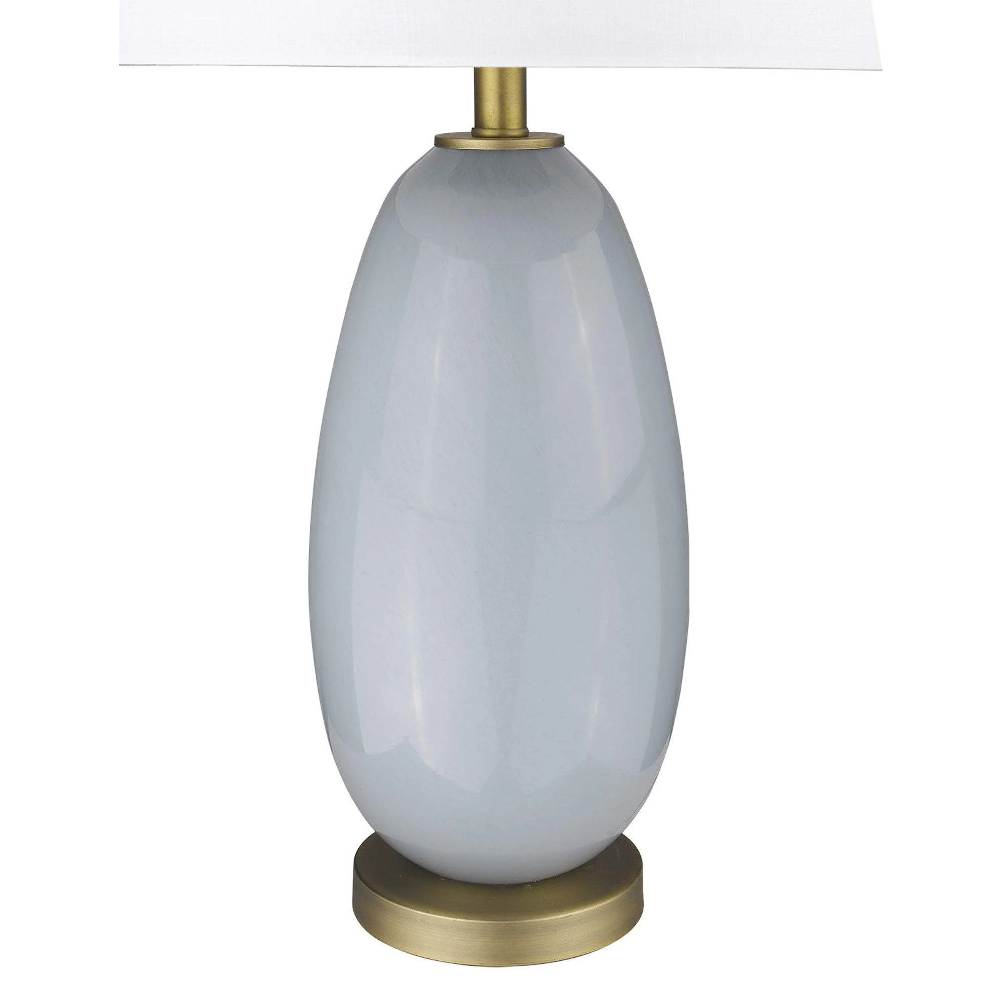 29" Light Gray Glass Table Lamp With White Drum Shade - Image 5