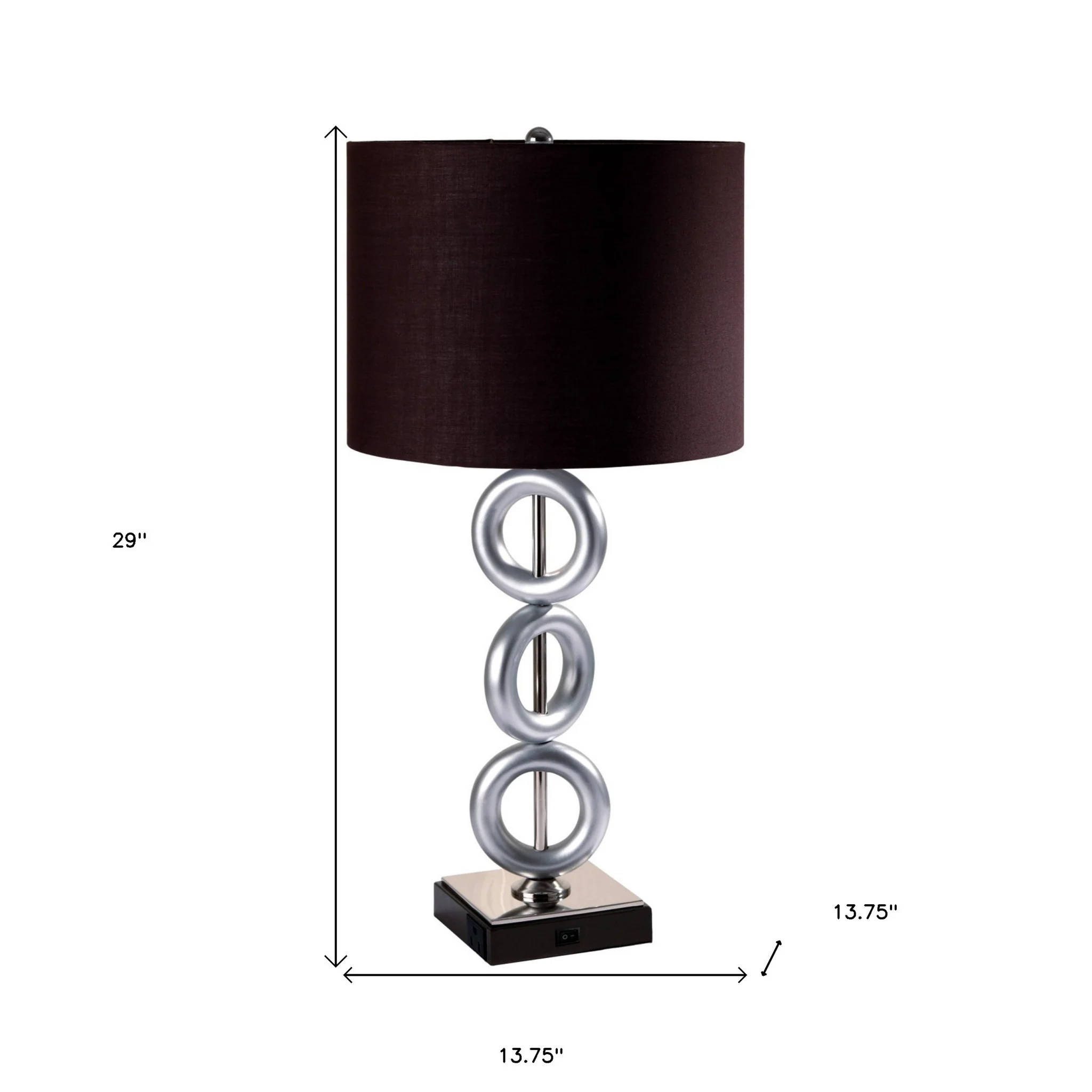 29" Silver Ceramic Geometric Table Lamp With Brown Classic Drum Shade - Image 6