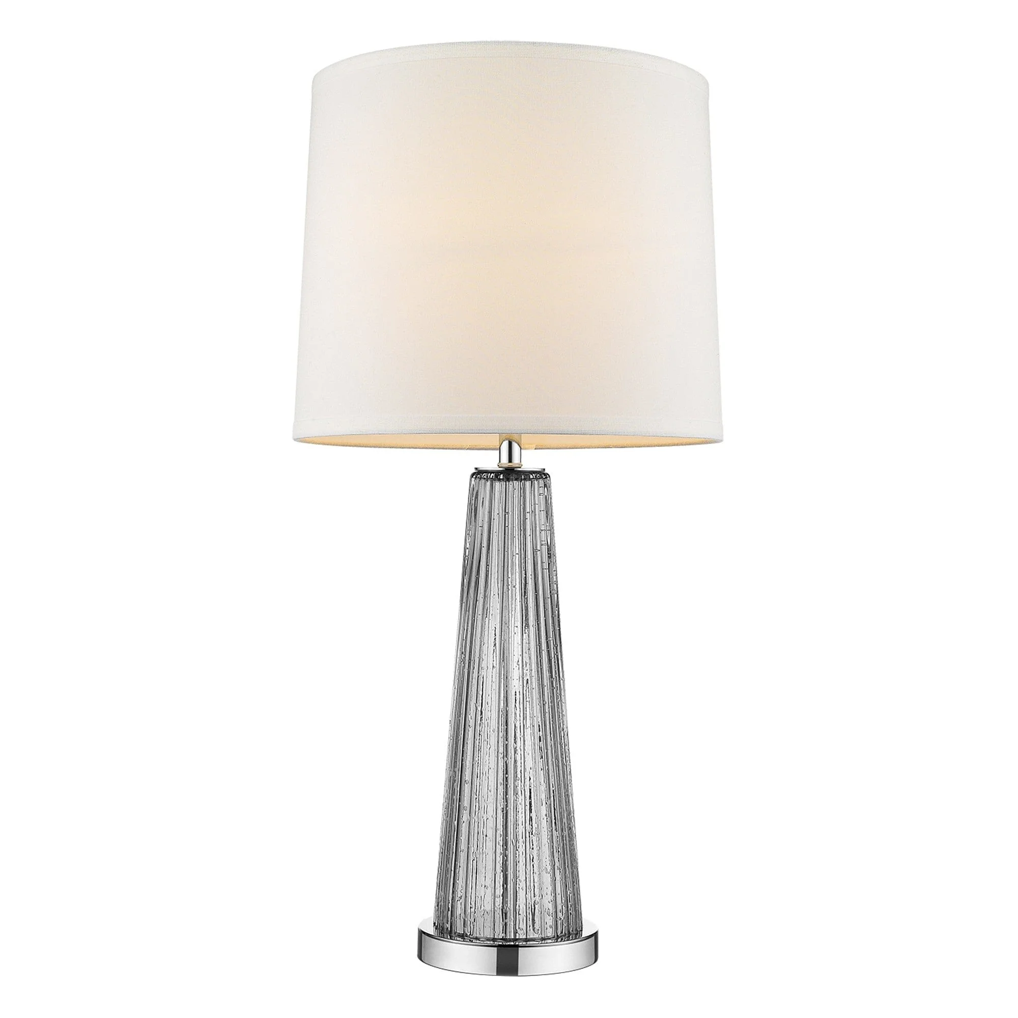 29" Silver Glass Buffet Lamp With Off White Empire Shade - Image 2