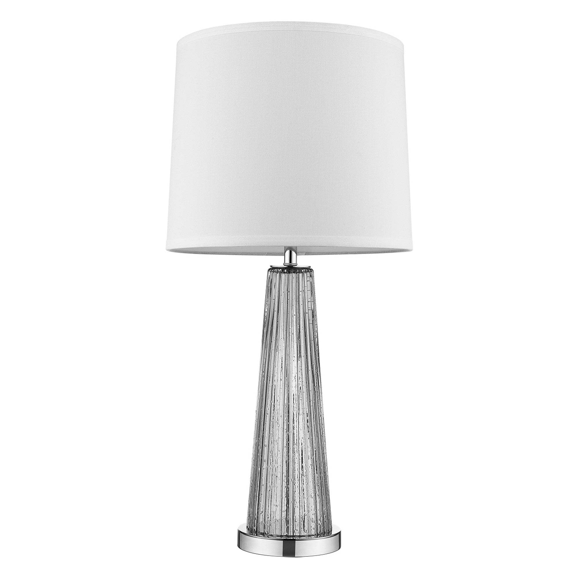 29" Silver Glass Buffet Lamp With Off White Empire Shade - Image 3
