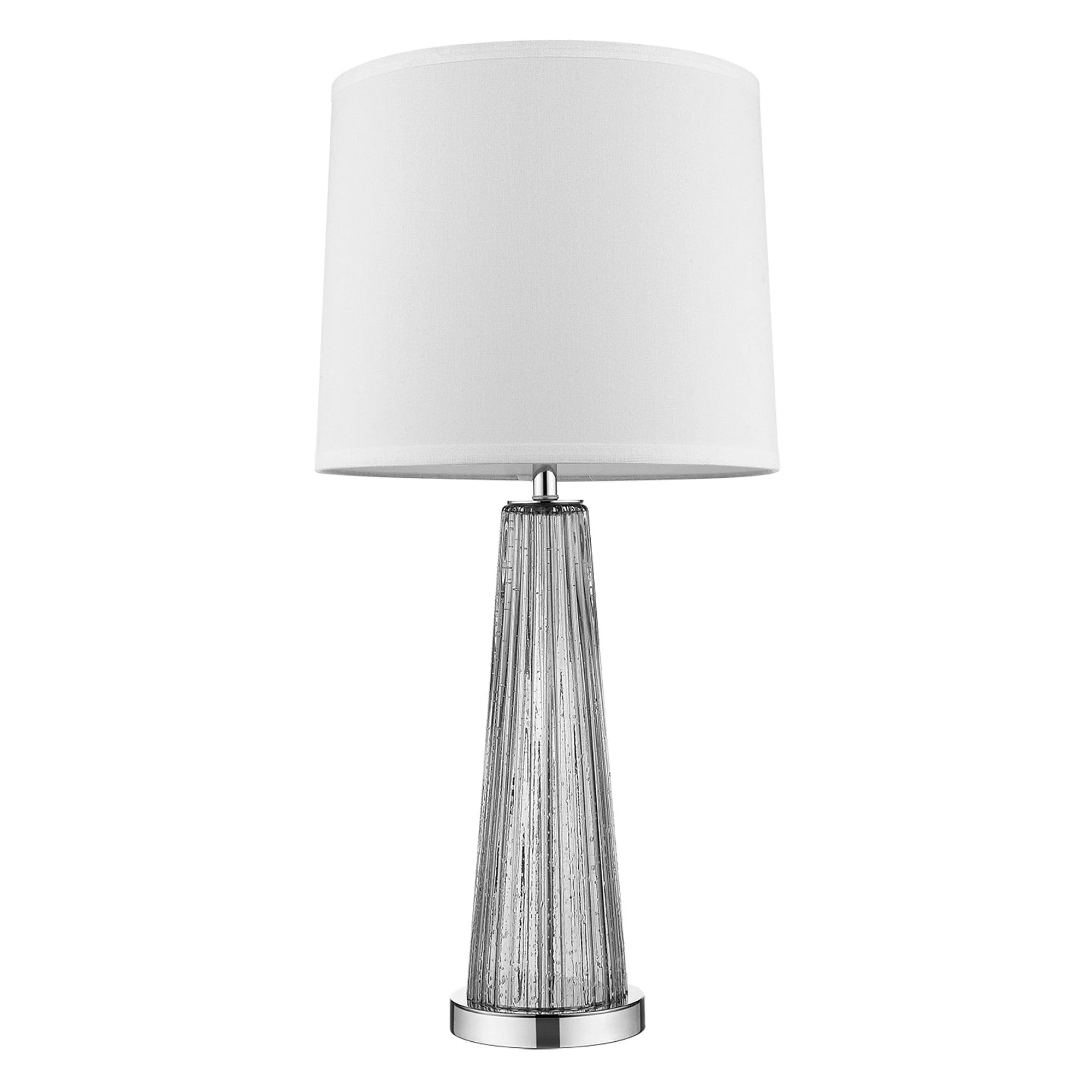 29" Silver Glass Buffet Lamp With Off White Empire Shade - Image 4