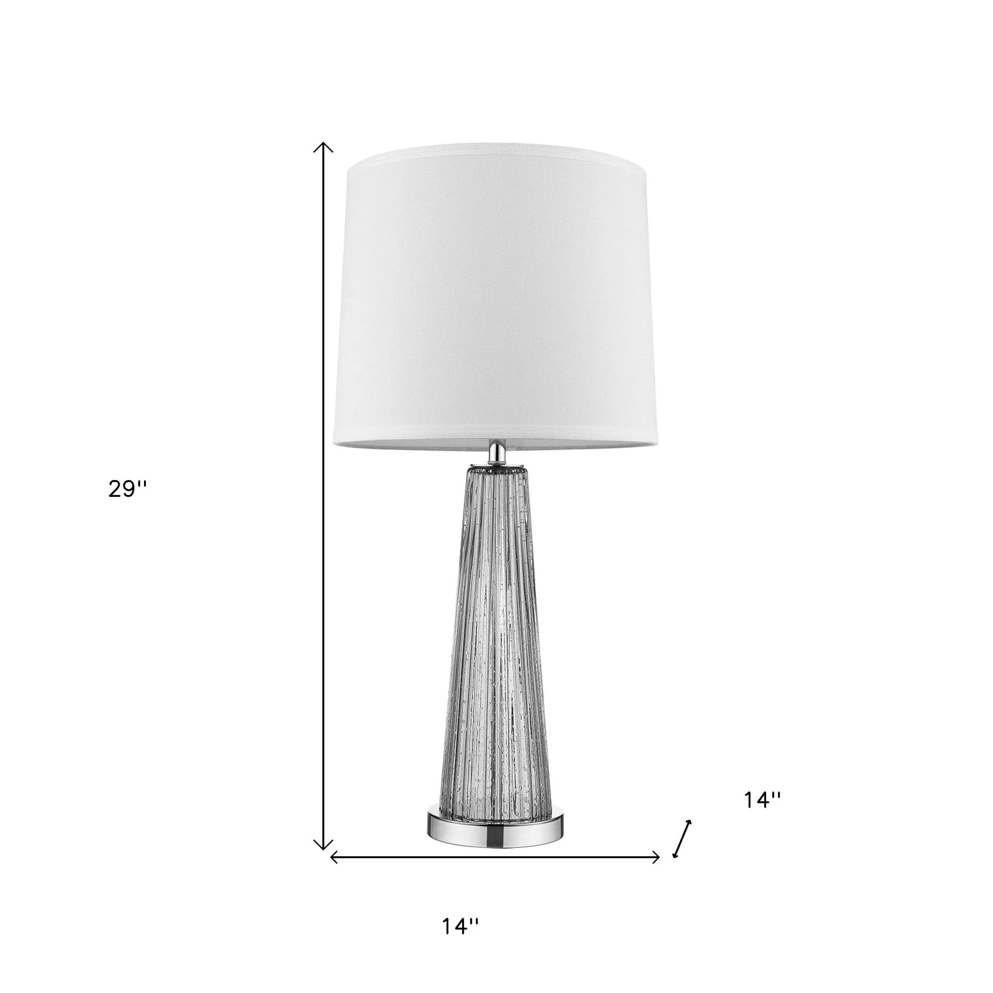 29" Silver Glass Buffet Lamp With Off White Empire Shade - Image 5