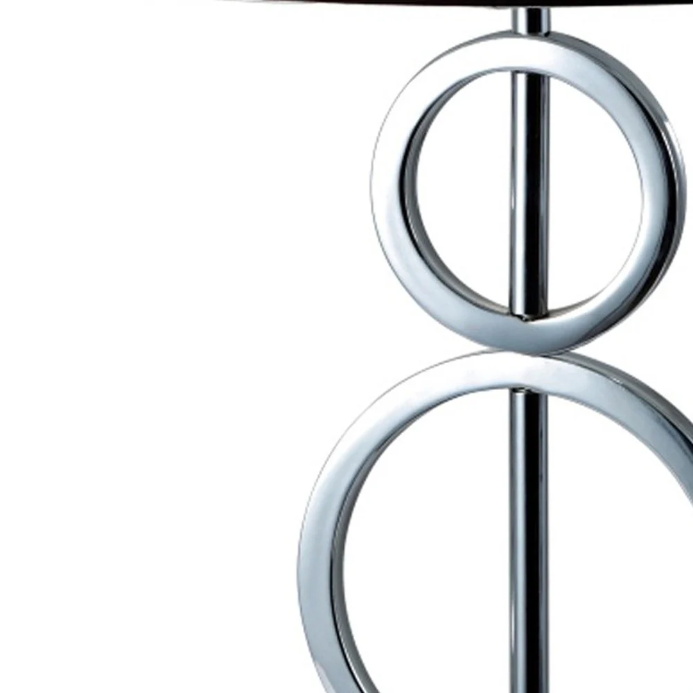 29" Silver Metal Bedside Geo Table Lamp With White and Black Trim Classic Drum Shade - Image 5