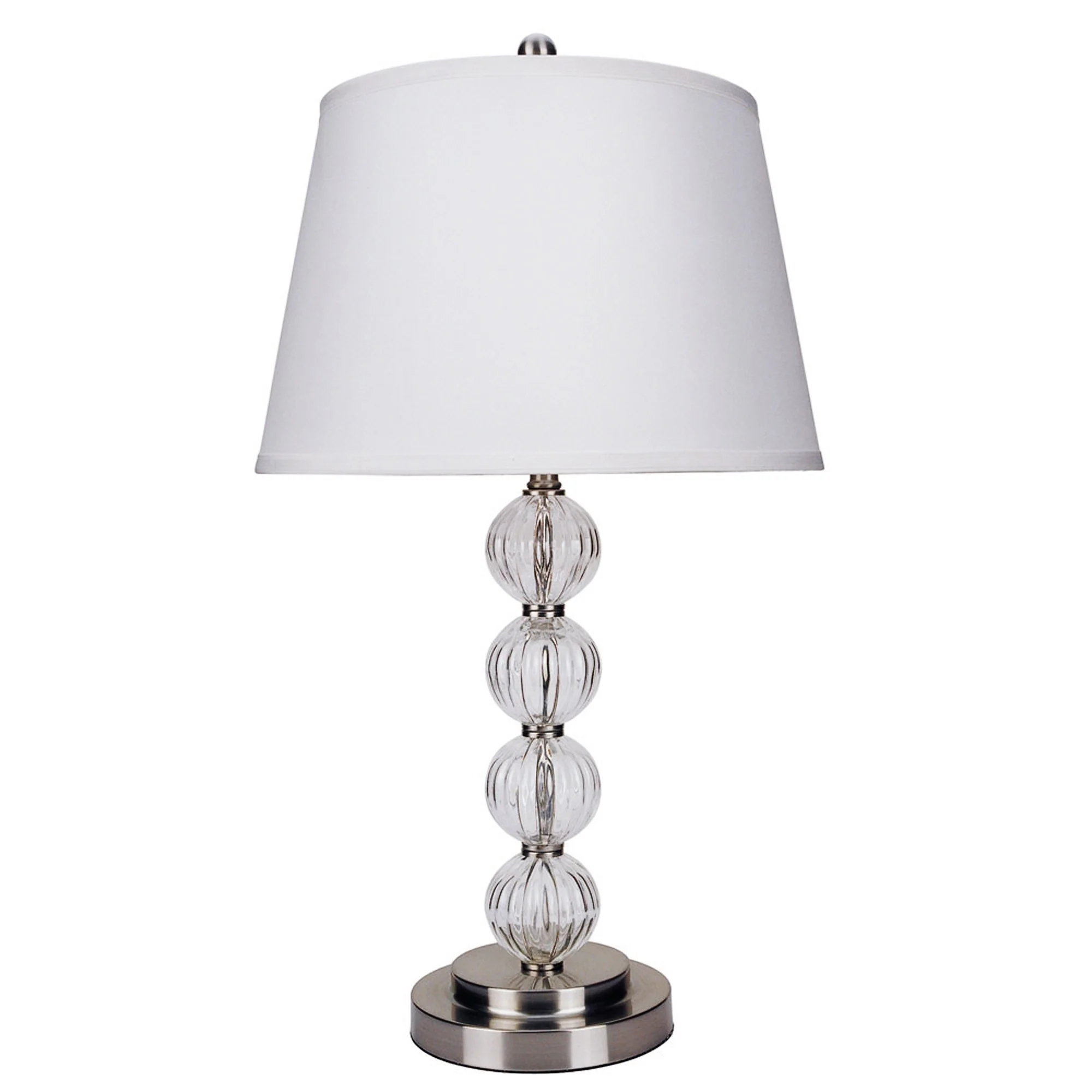 29" Silver Metal Table Lamp With White Classic Empire Shade - Image 2
