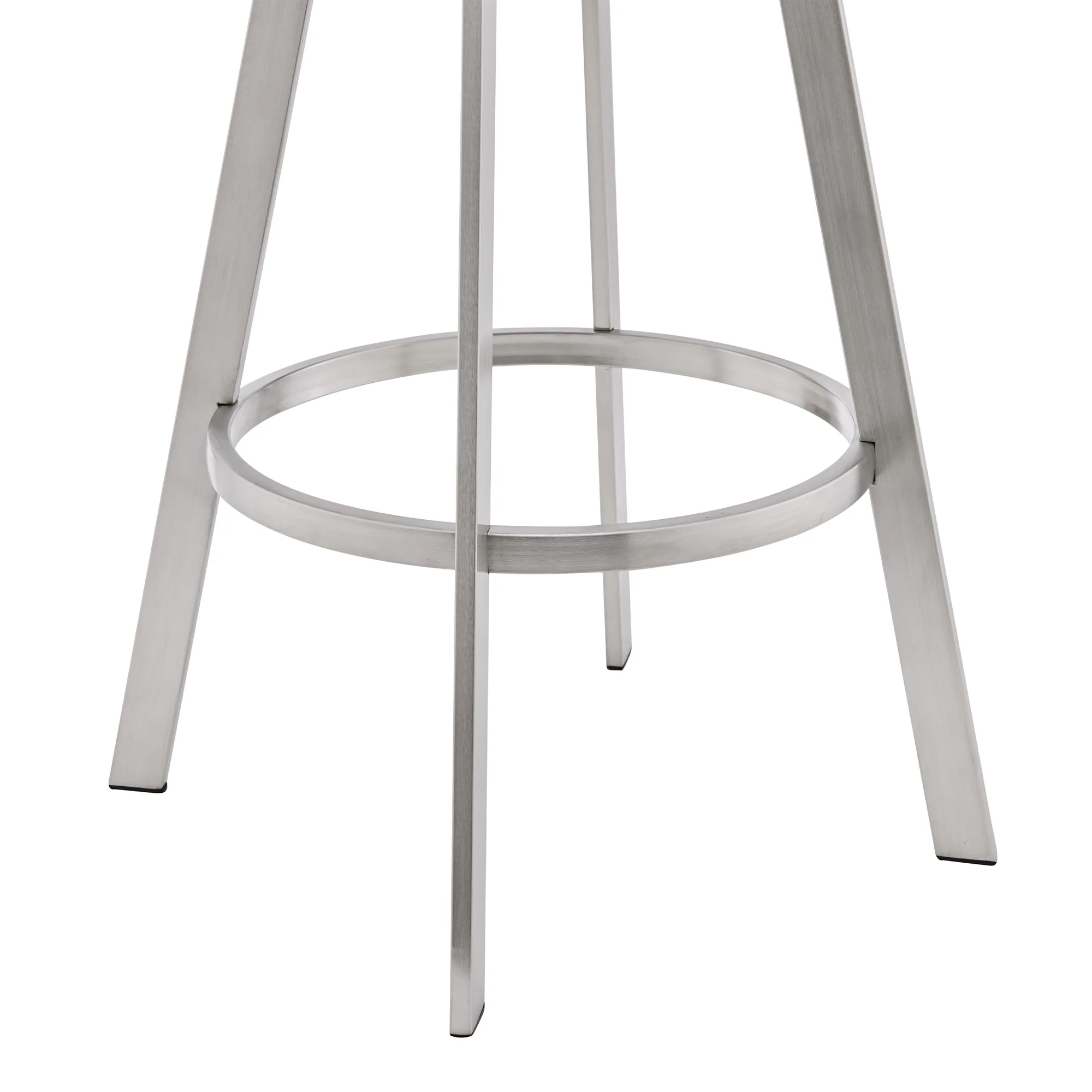 29" White And Silver Iron Swivel Low Back Bar Height Bar Chair - Image 4