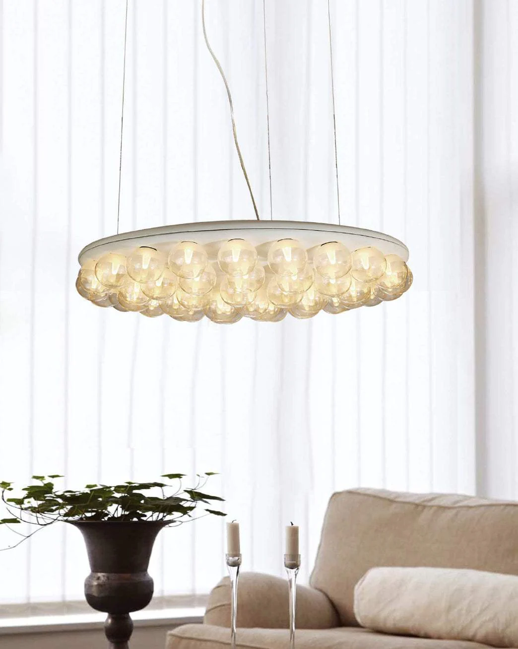 29 X 29 X 7 White Glass Metal Pendant Lamp - Image 8