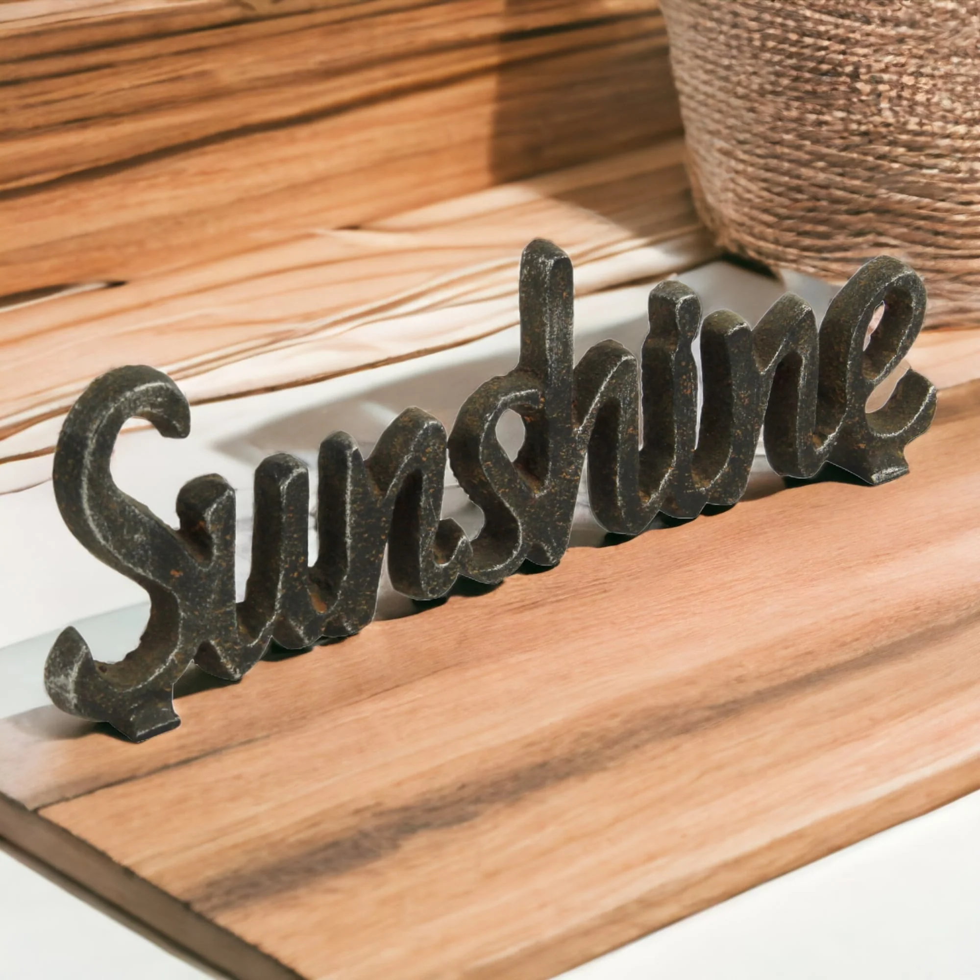 3" Black Cast Iron Hand Painted Sunshine Sculpture - Image 6