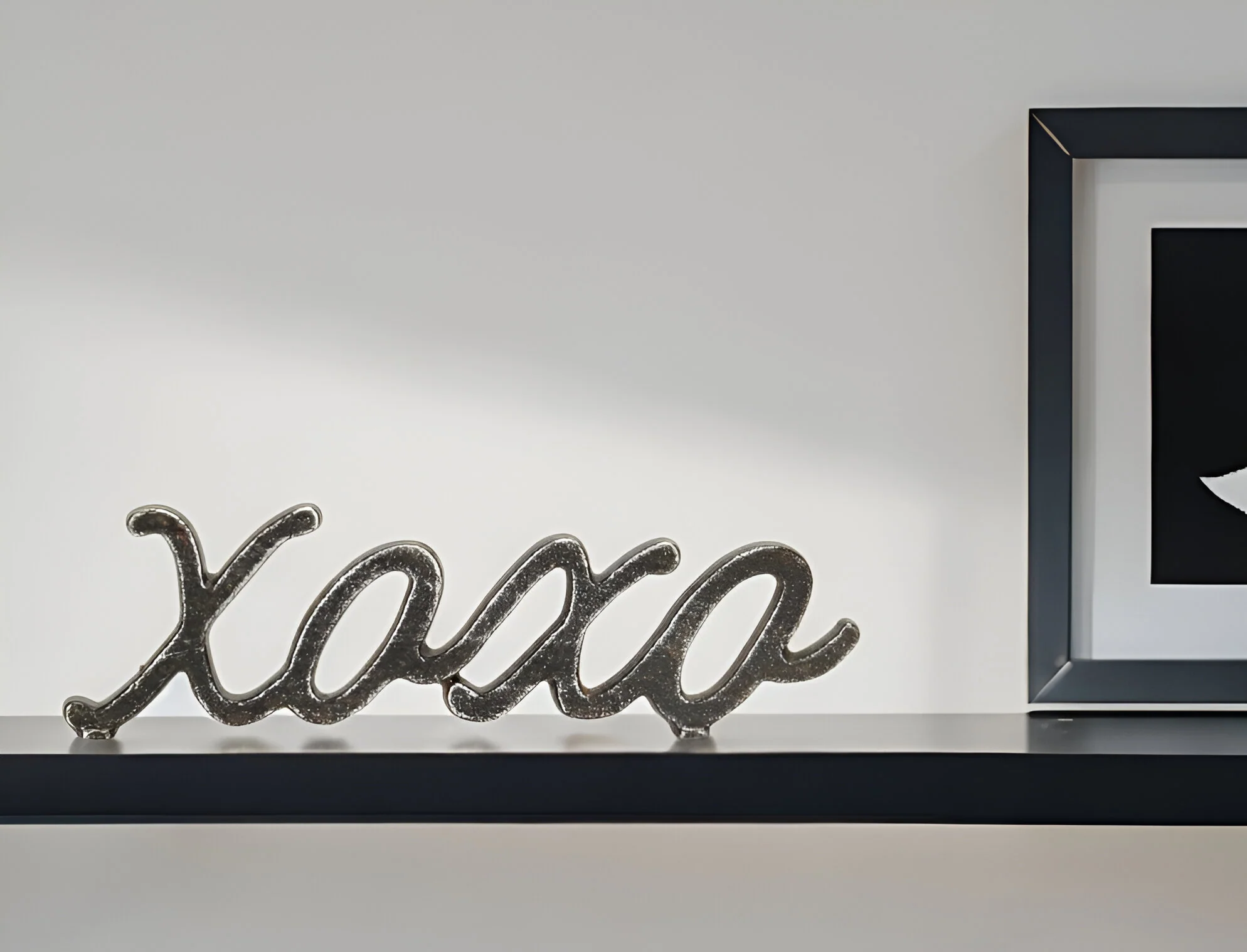 3" Black Cast Iron Hand Painted XOXO Sentiment Tabletop Sculpture