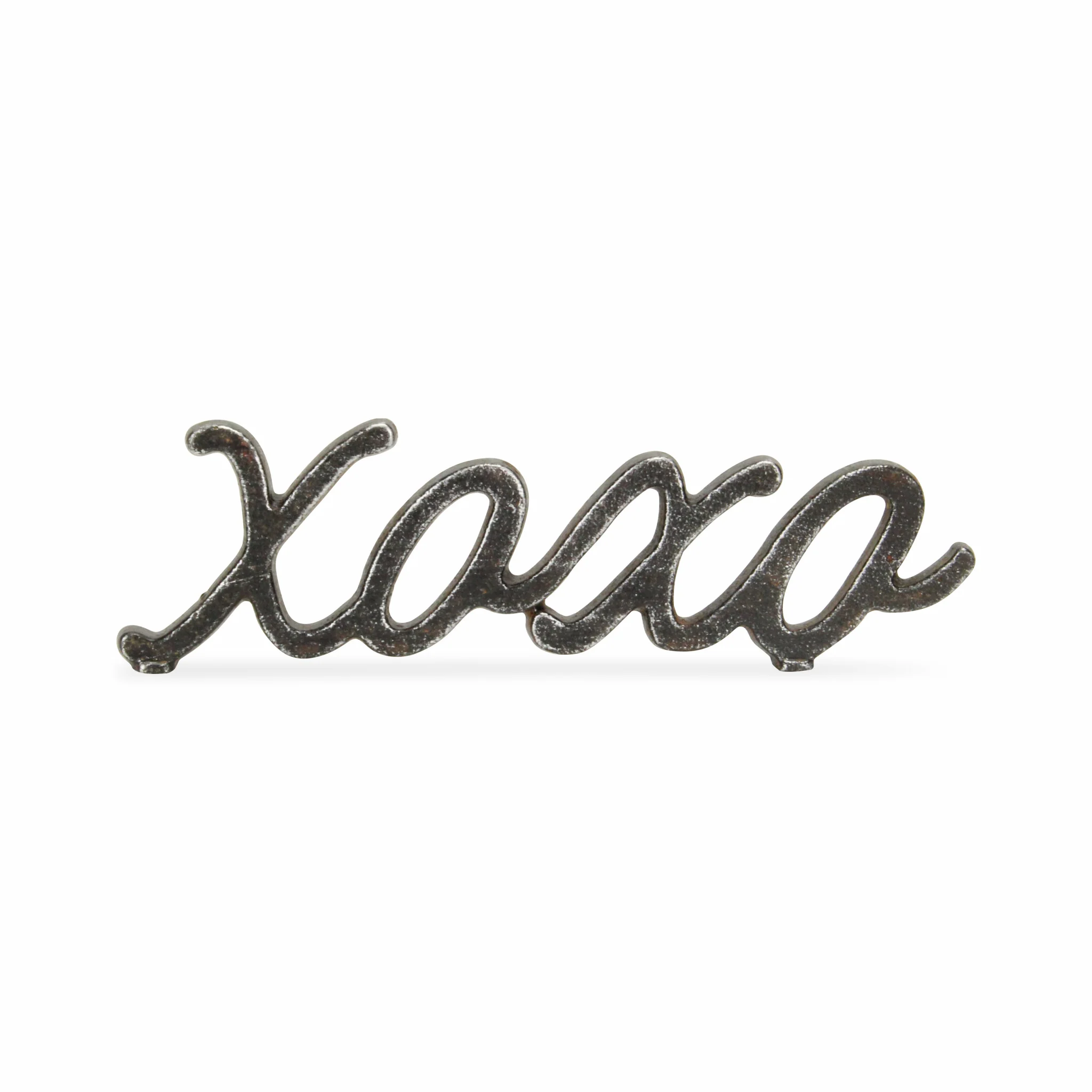 3" Black Cast Iron Hand Painted XOXO Sentiment Tabletop Sculpture - Image 3