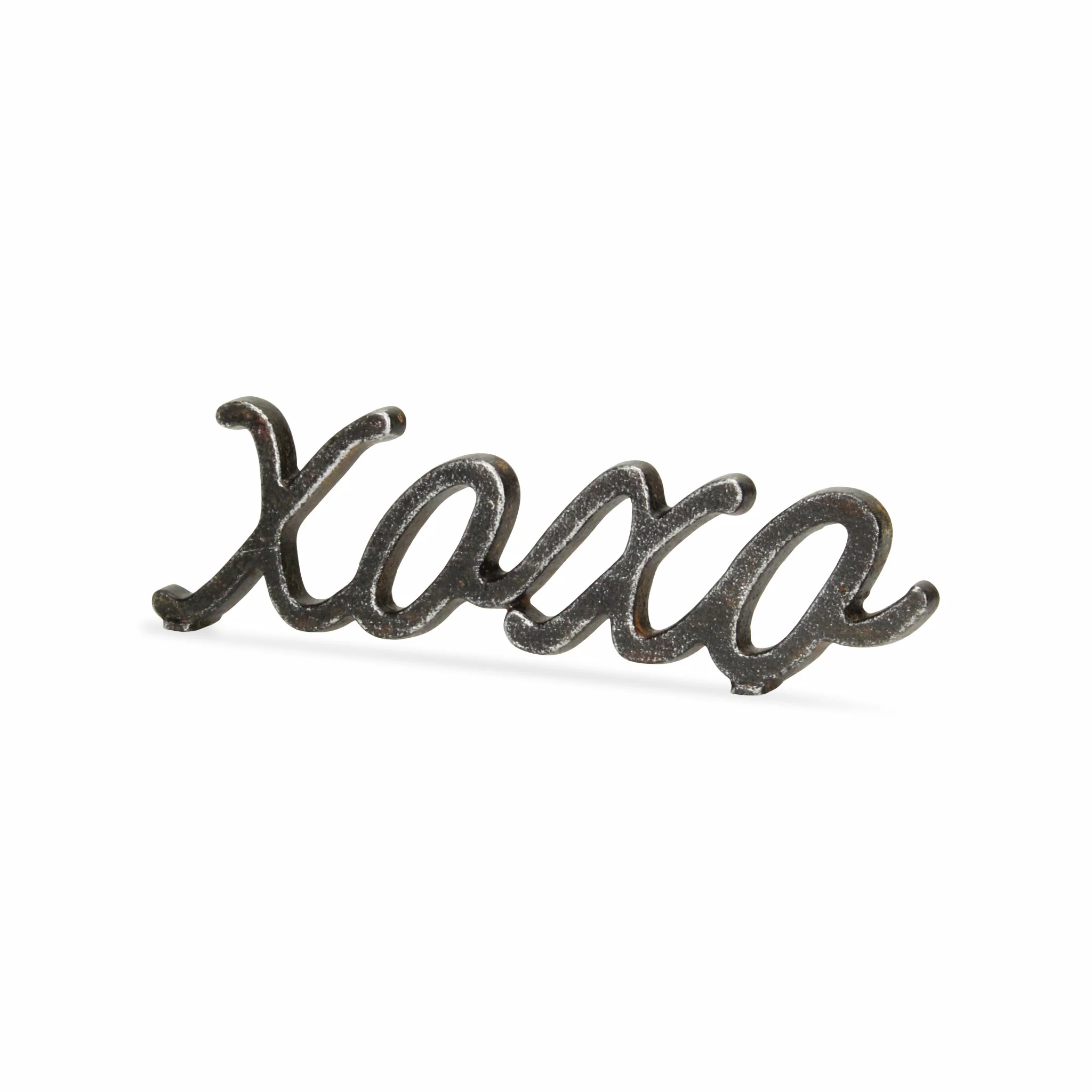 3" Black Cast Iron Hand Painted XOXO Sentiment Tabletop Sculpture - Image 4