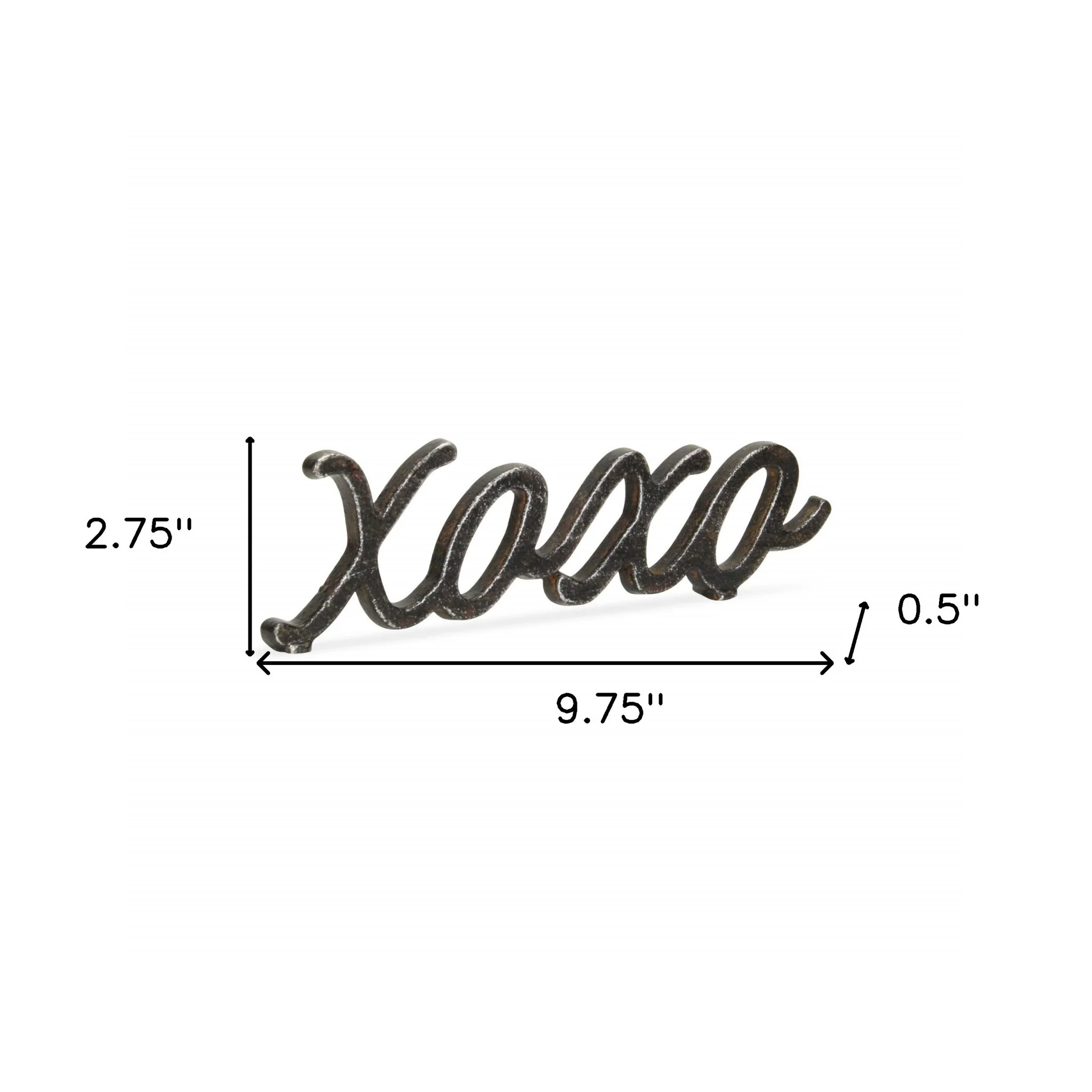 3" Black Cast Iron Hand Painted XOXO Sentiment Tabletop Sculpture - Image 8