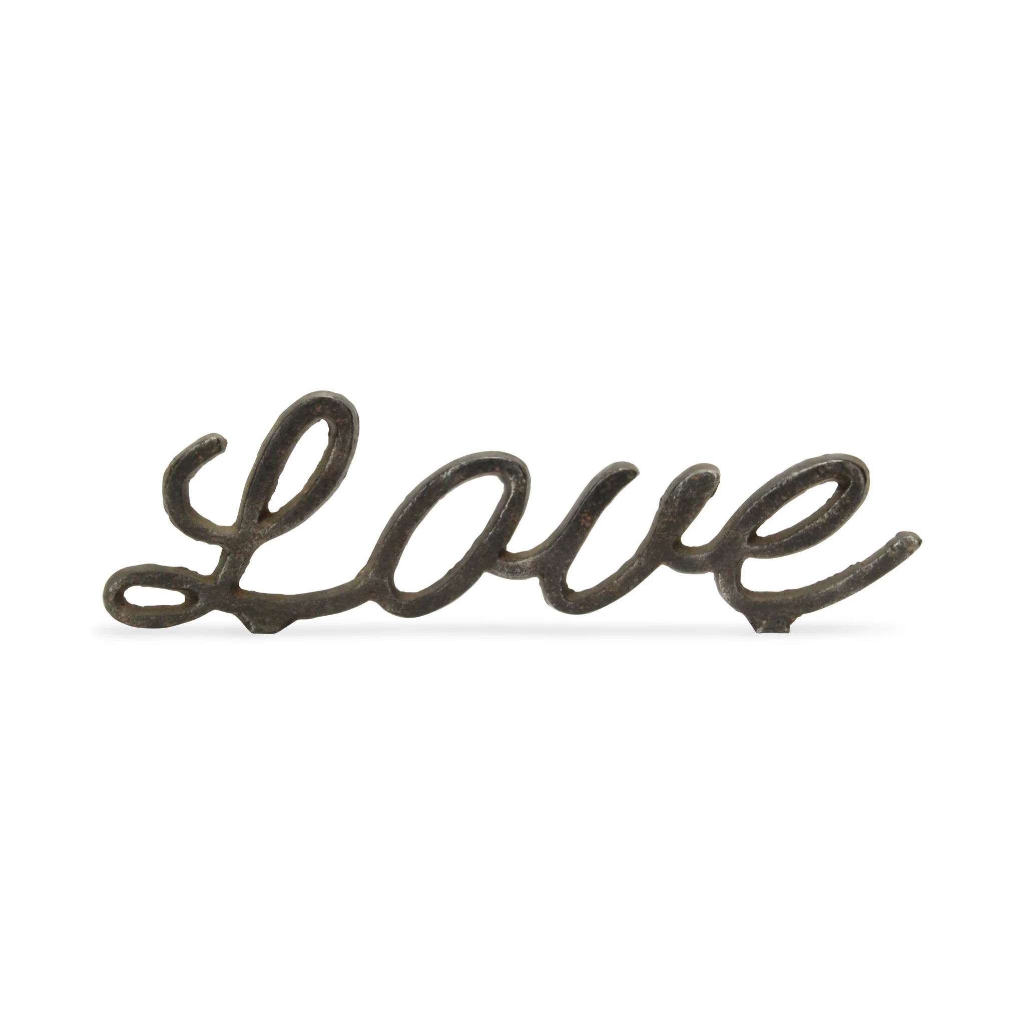 3" Black Cast Iron Love Hand Painted Sculpture - Image 2