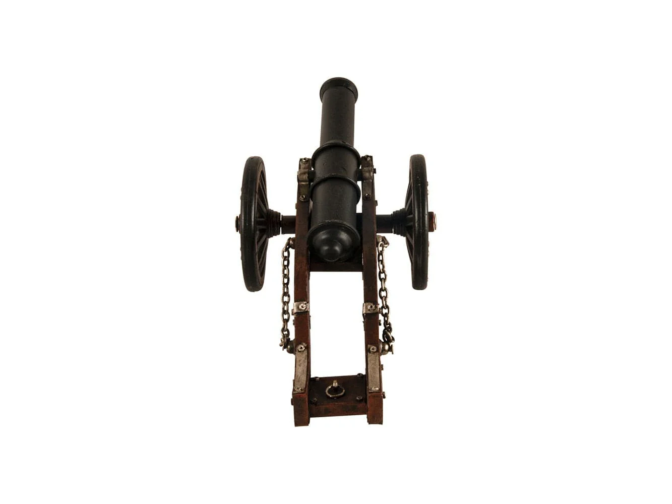 3" Brown and Black Metal Louis XIV Cannon Hand Painted Sculpture - Image 4