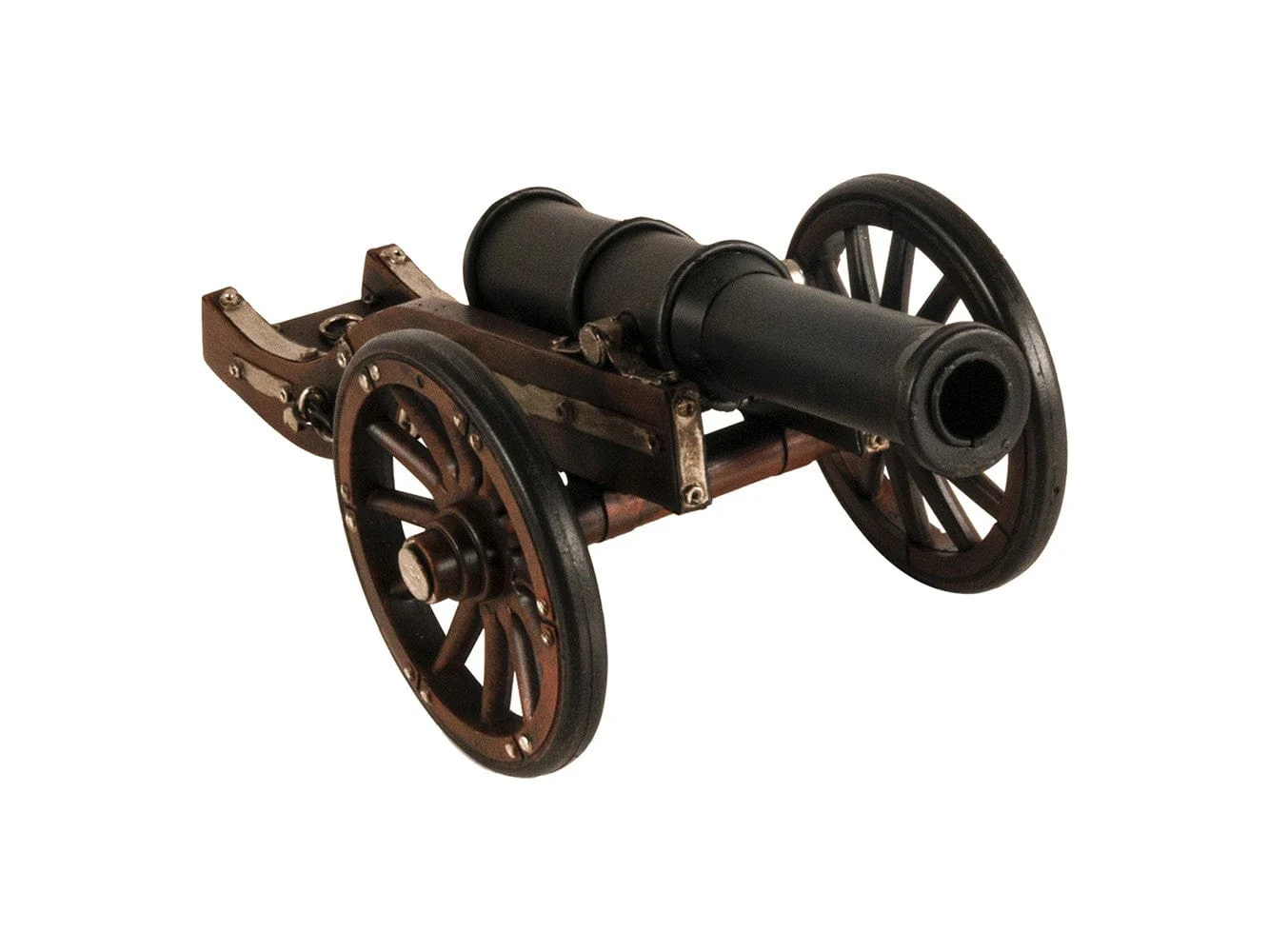 3" Brown and Black Metal Louis XIV Cannon Hand Painted Sculpture - Image 5