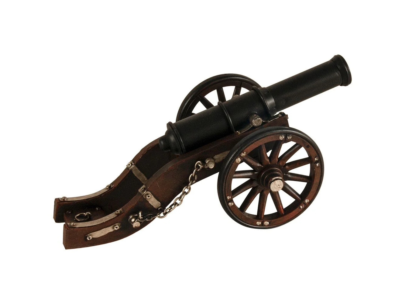 3" Brown and Black Metal Louis XIV Cannon Hand Painted Sculpture - Image 6