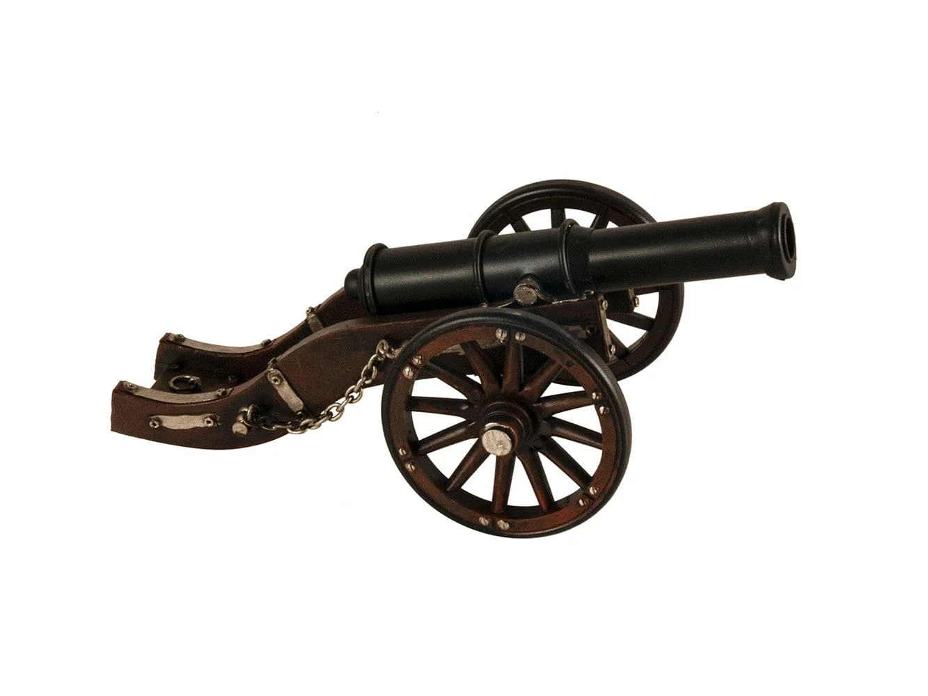 3" Brown and Black Metal Louis XIV Cannon Hand Painted Sculpture - Image 7