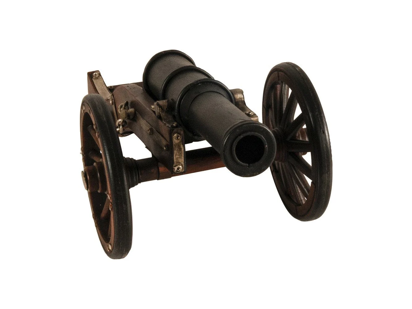 3" Brown and Black Metal Louis XIV Cannon Hand Painted Sculpture - Image 8