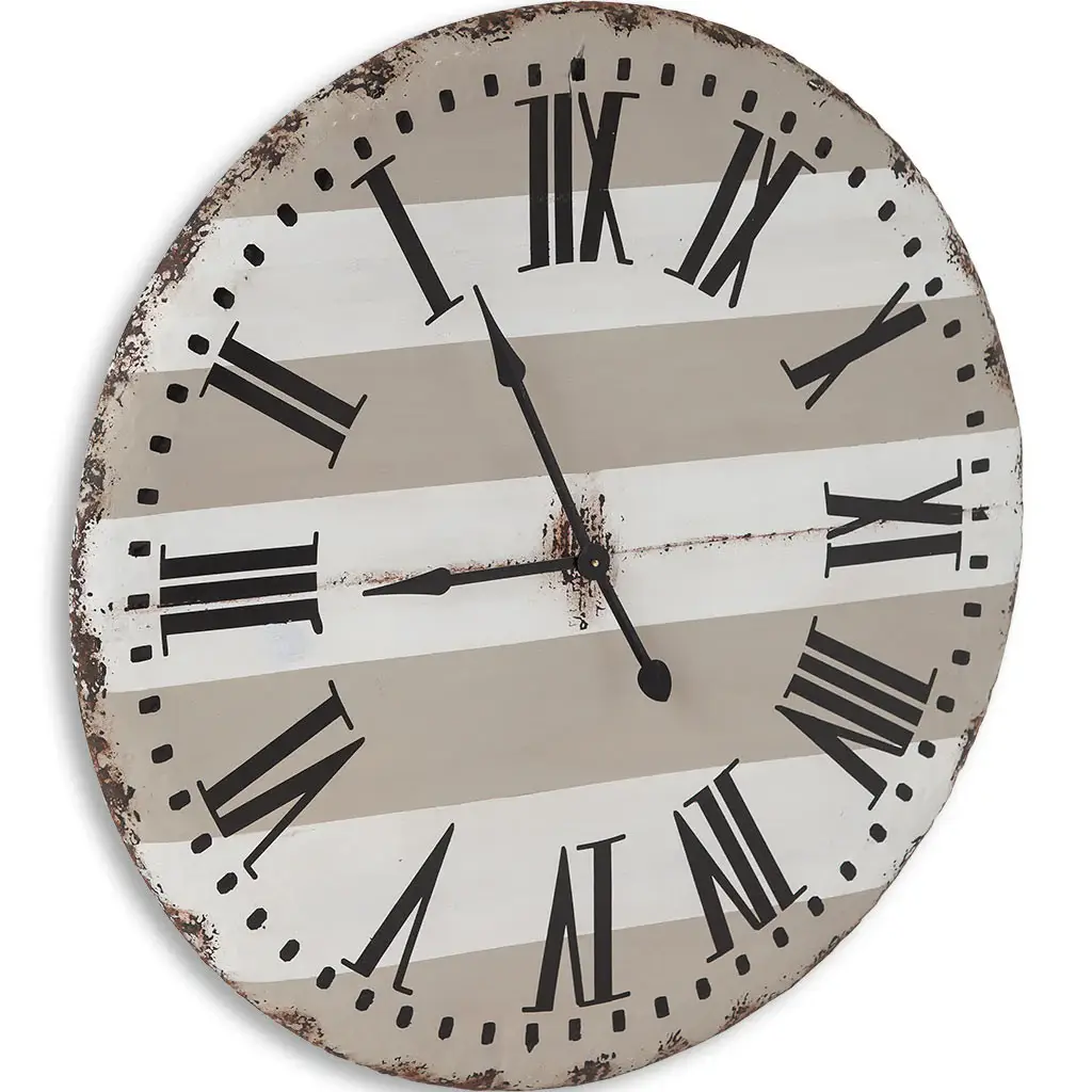 3" Circle Gray And White Wood Analog Wall Clock - Image 5