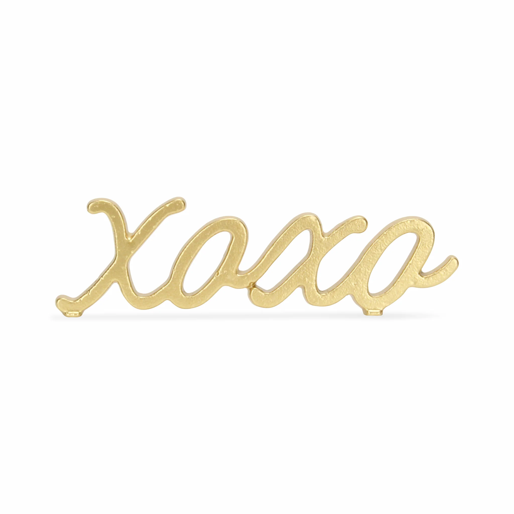 3" Gold Cast Iron Hand Painted XOXO Sentiment Tabletop Sculpture