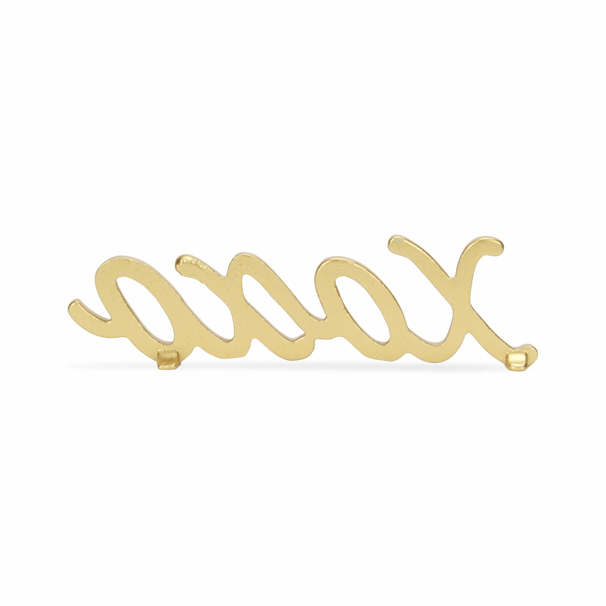 3" Gold Cast Iron Hand Painted XOXO Sentiment Tabletop Sculpture - Image 4