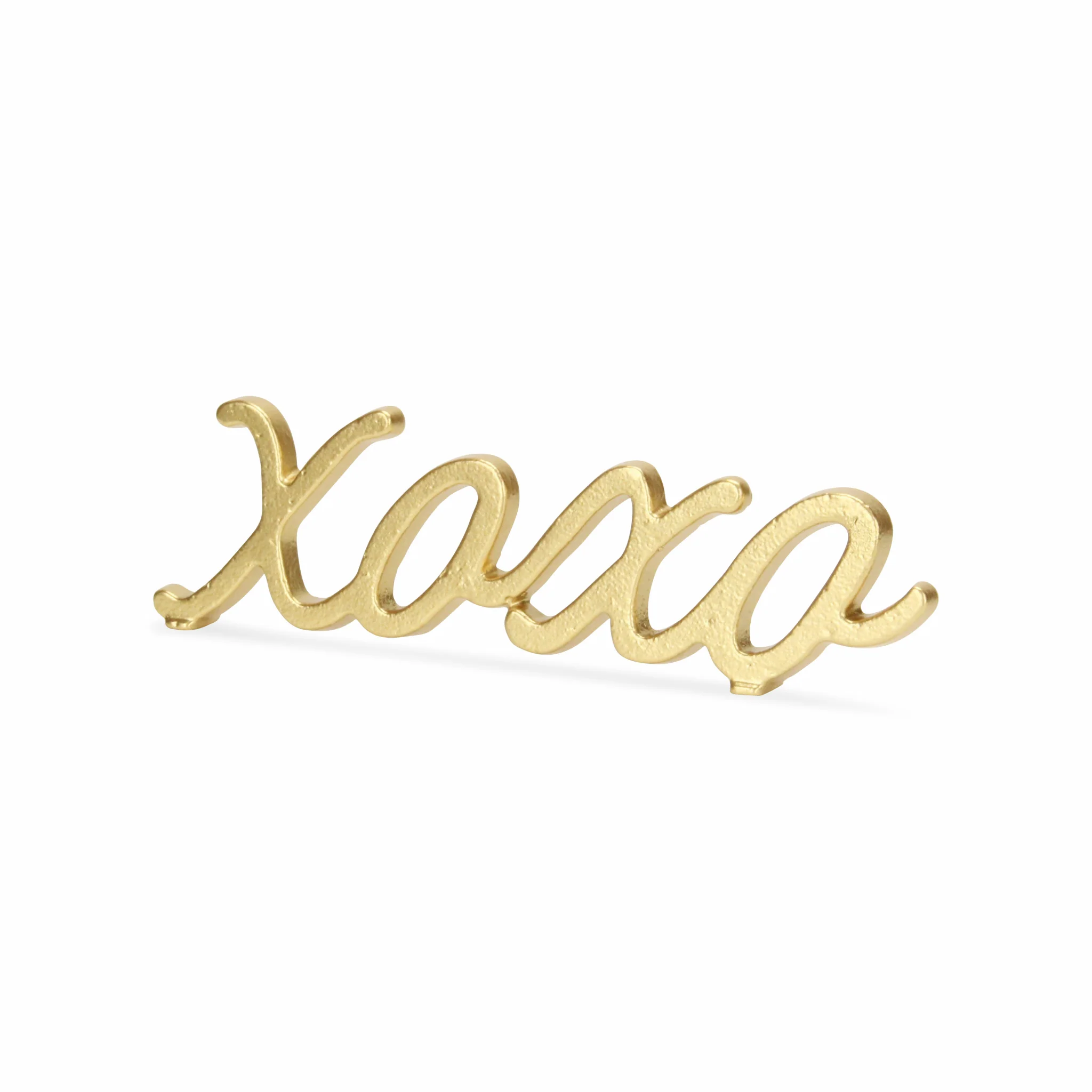 3" Gold Cast Iron Hand Painted XOXO Sentiment Tabletop Sculpture - Image 5