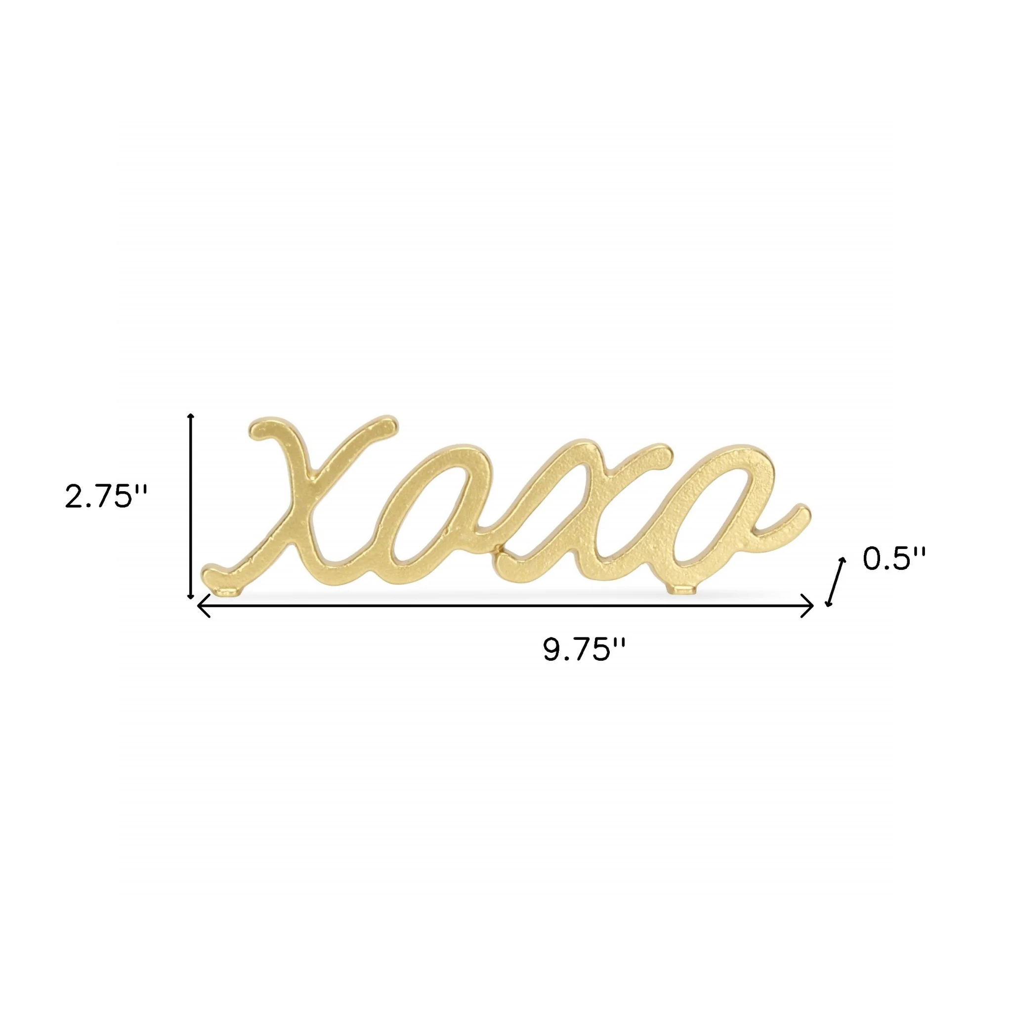 3" Gold Cast Iron Hand Painted XOXO Sentiment Tabletop Sculpture - Image 8