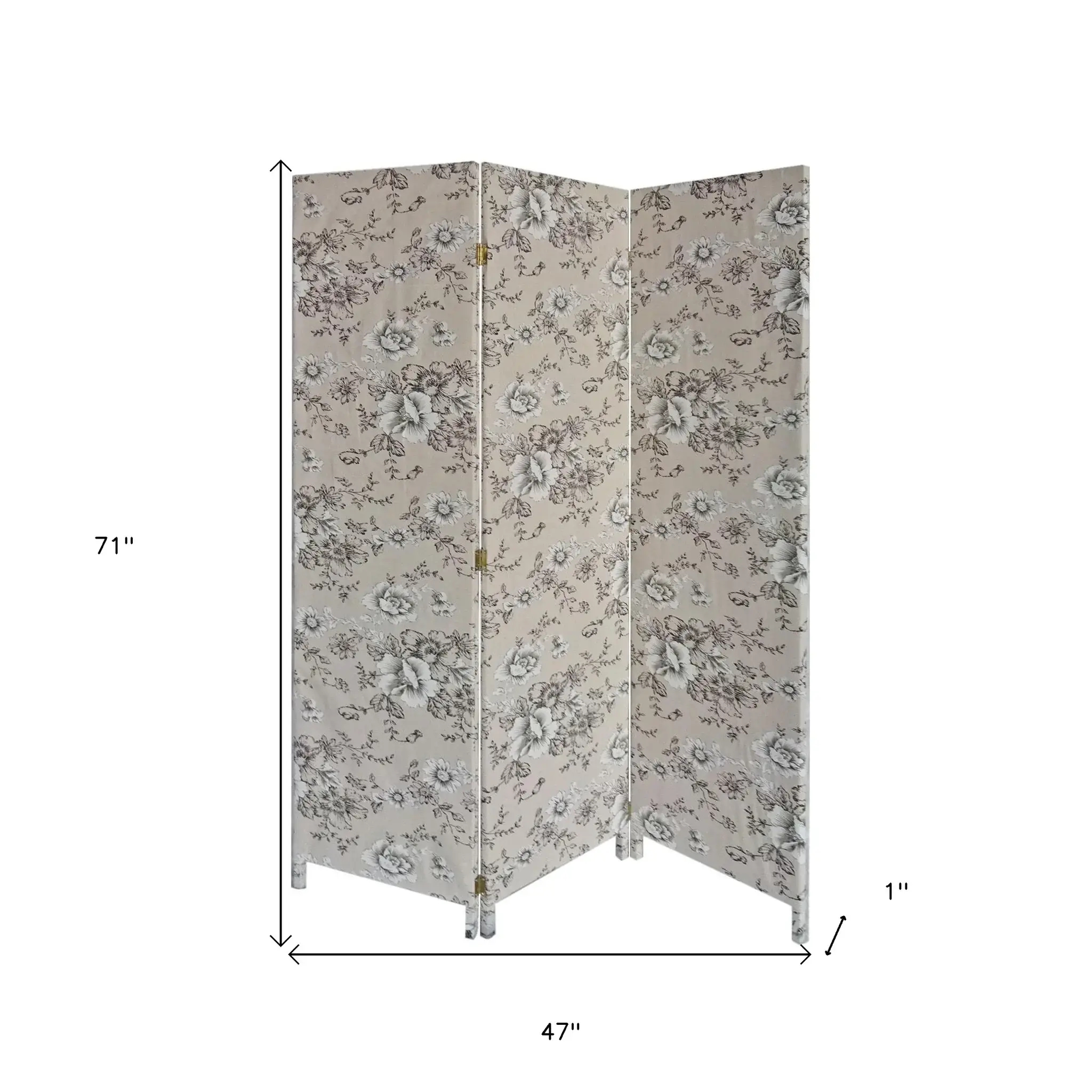 3 Panel Beige And Black Soft Fabric Finish Room Divider - Image 6