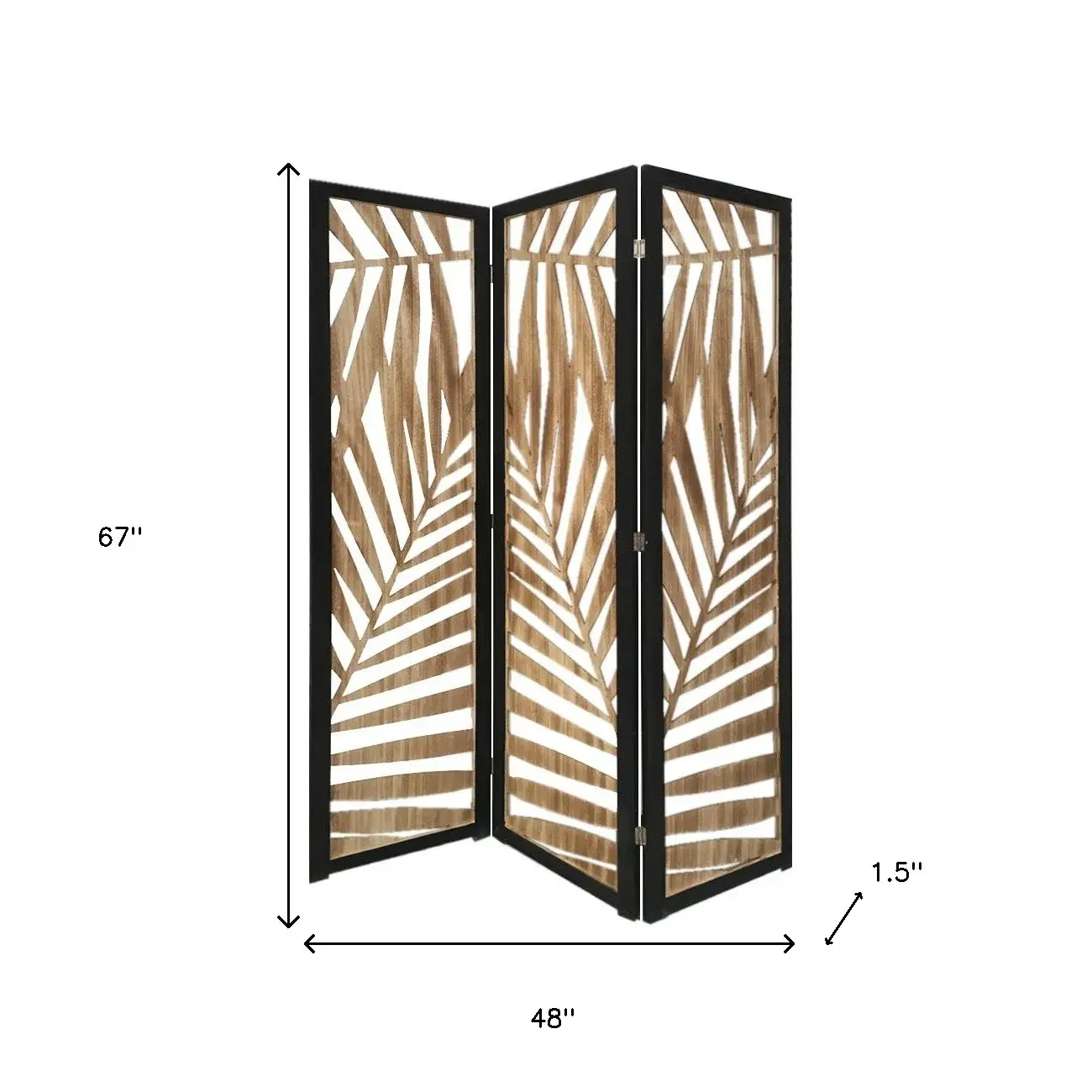 3 Panel Room Divider With Tropical Leaf Design - Image 8