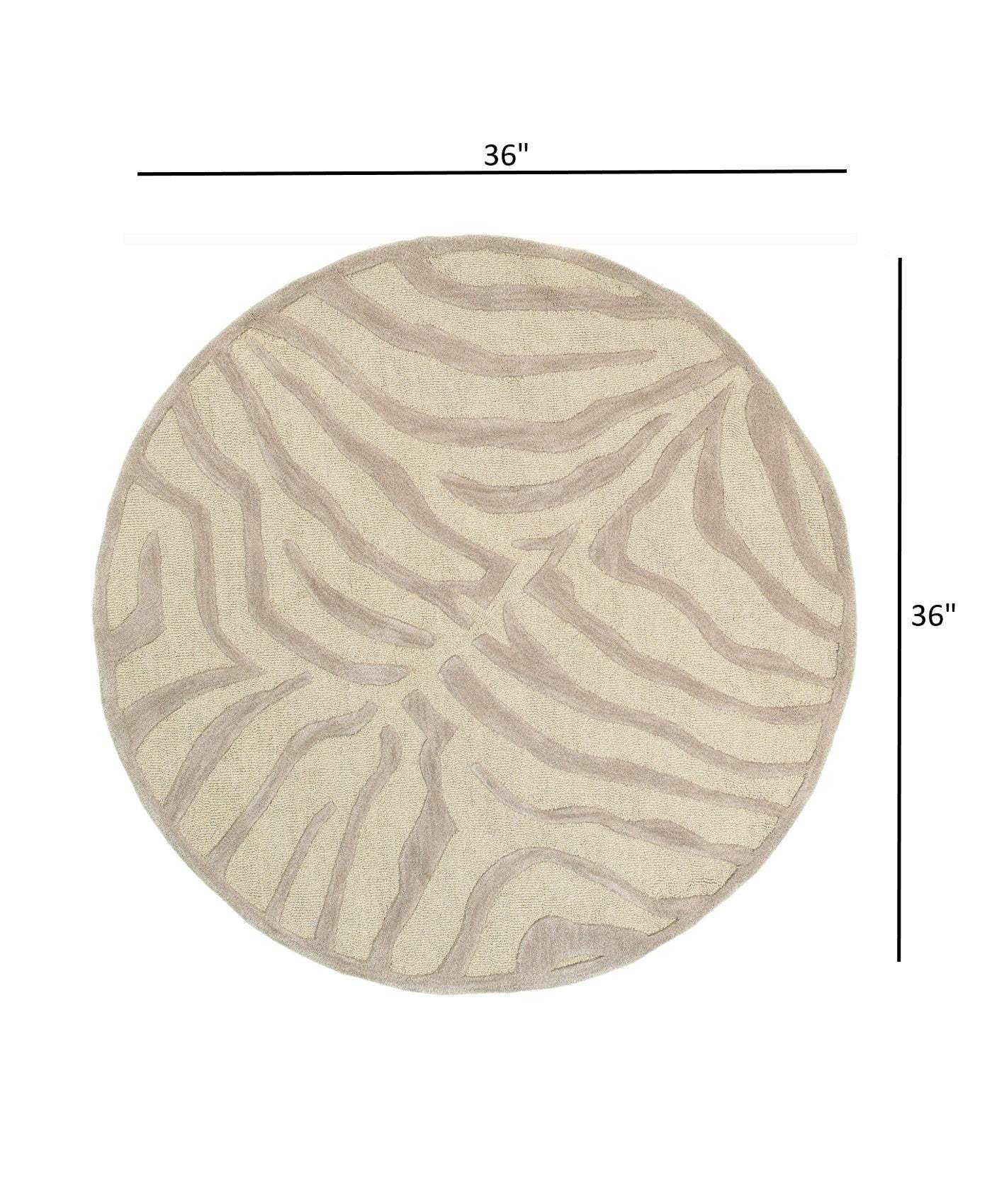 3' Round Taupe Zebra Pattern Area Rug - Image 6