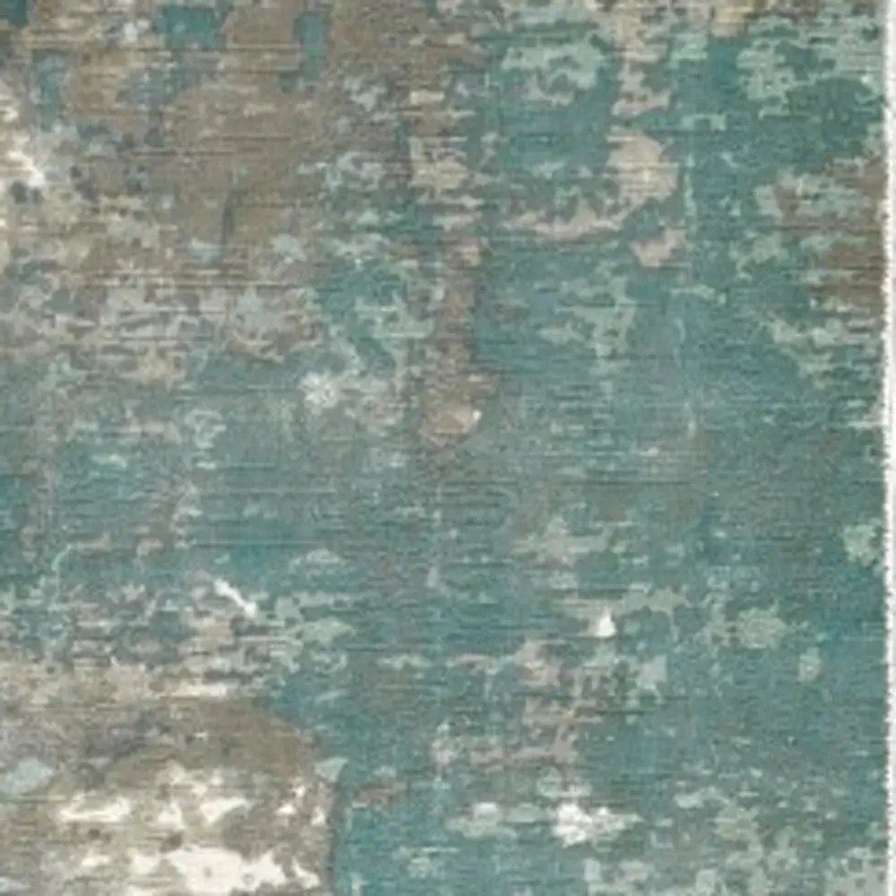 3' X 10' Blue And Gray Abstract Pattern Indoor Runner Rug - Image 2