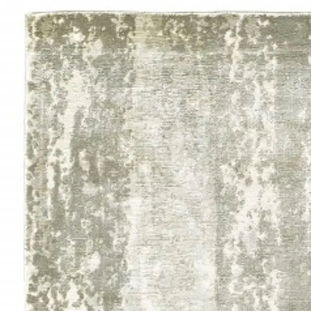 3' X 10' Gray And Ivory Abstract Splash Indoor Runner Rug - Image 2