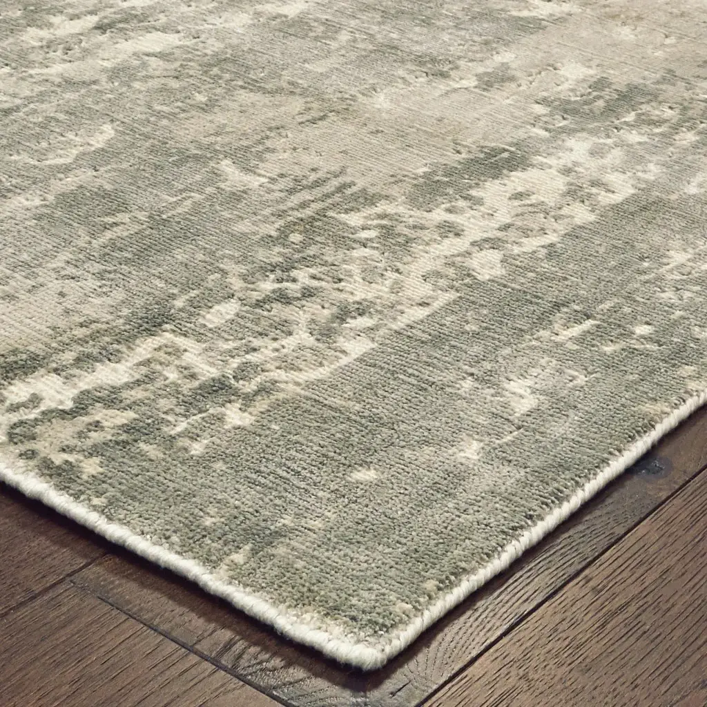 3' X 10' Gray And Ivory Abstract Splash Indoor Runner Rug - Image 4
