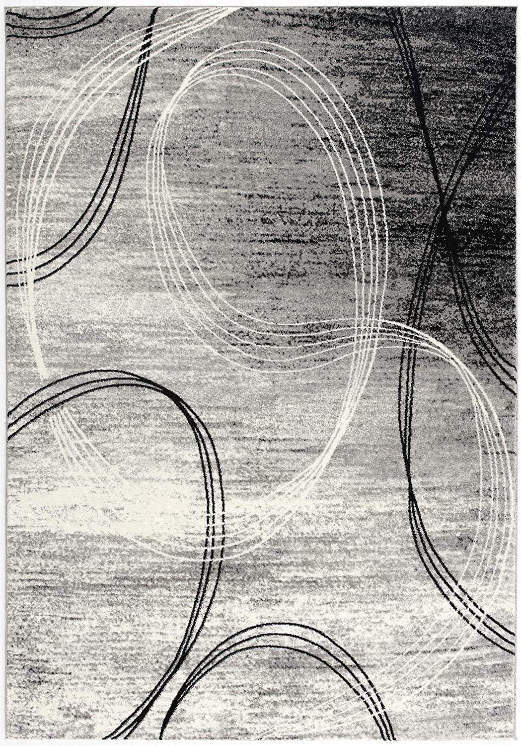 3' X 10' Grey Abstract Power Loom Stain Resistant Area Rug - Image 4