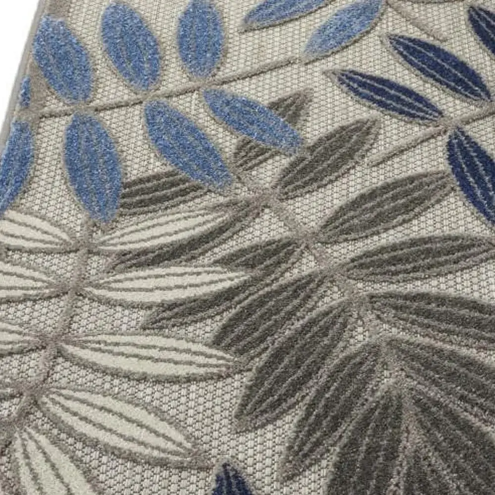 3' X 4' Blue And Gray Floral Indoor Outdoor Area Rug - Image 2