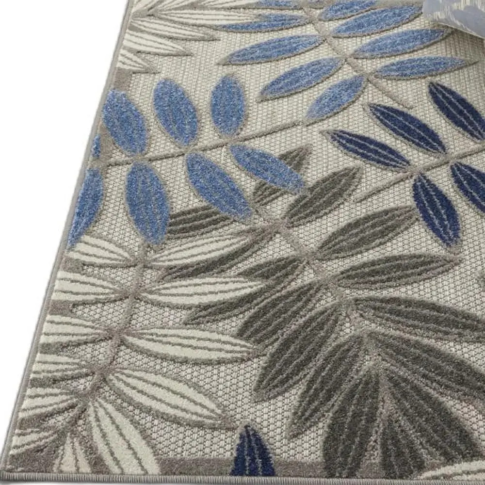 3' X 4' Blue And Gray Floral Indoor Outdoor Area Rug - Image 3