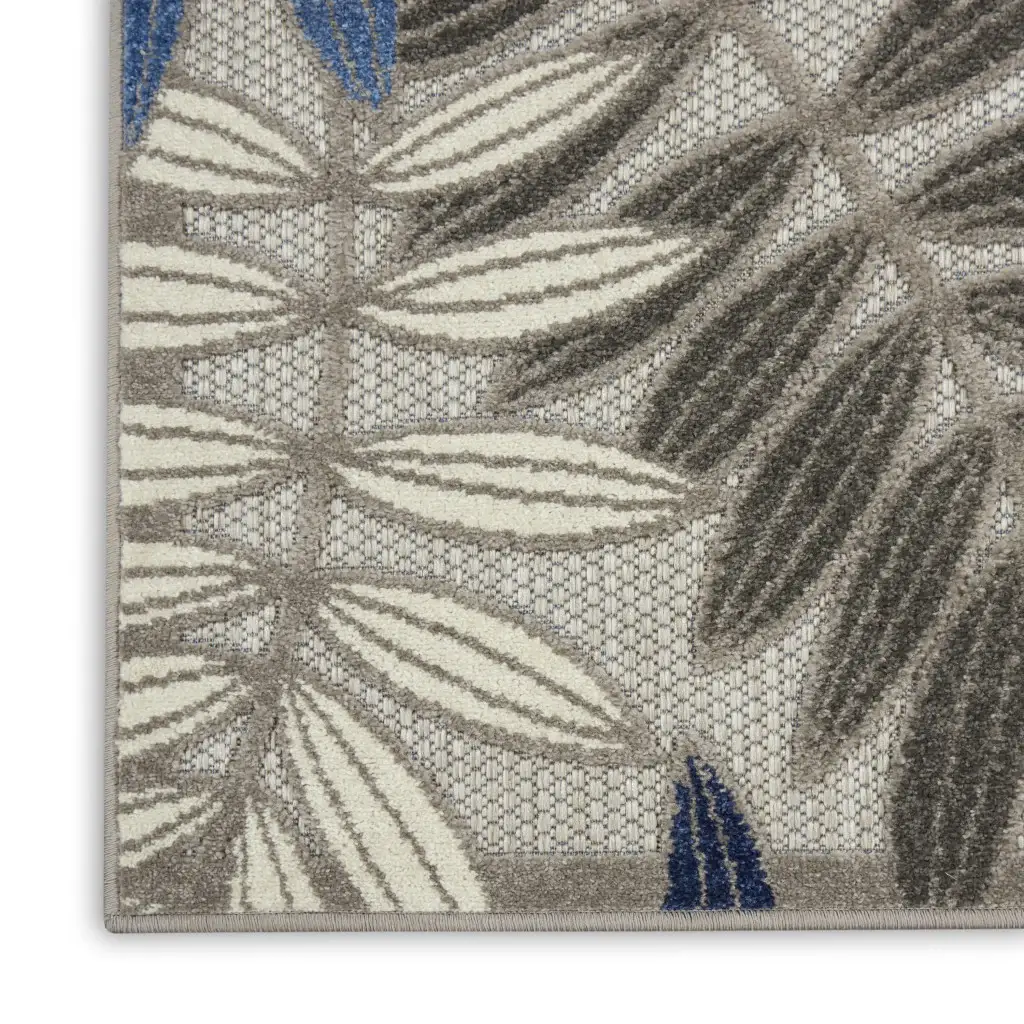 3' X 4' Blue And Gray Floral Indoor Outdoor Area Rug - Image 6