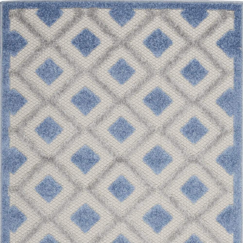 3' X 4' Blue And Grey Gingham Non Skid Indoor Outdoor Area Rug - Image 3