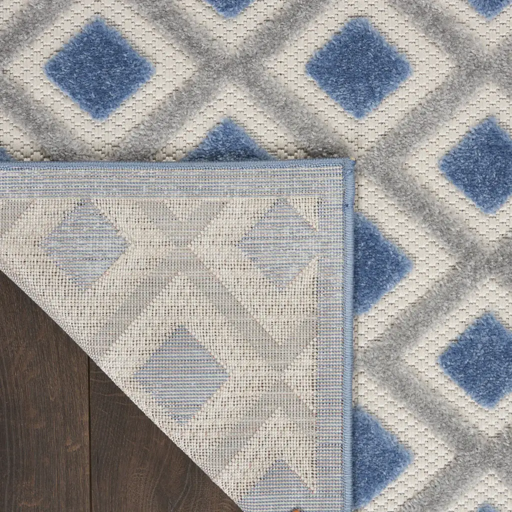 3' X 4' Blue And Grey Gingham Non Skid Indoor Outdoor Area Rug - Image 5