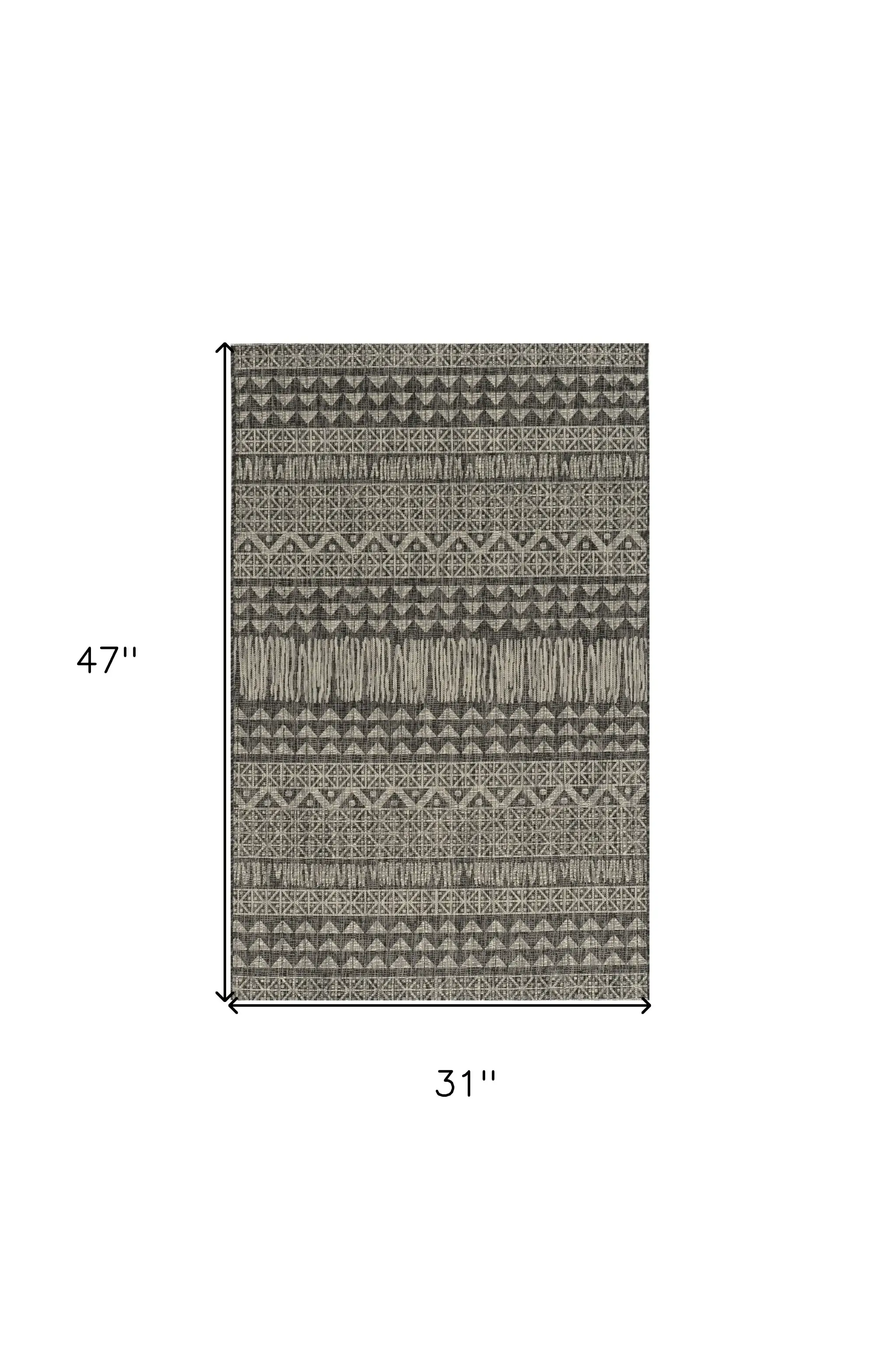 3' X 4' Charcoal Southwestern Indoor Outdoor Area Rug - Image 3