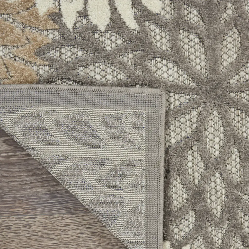 3' X 4' Gray And Ivory Floral Indoor Outdoor Area Rug - Image 8