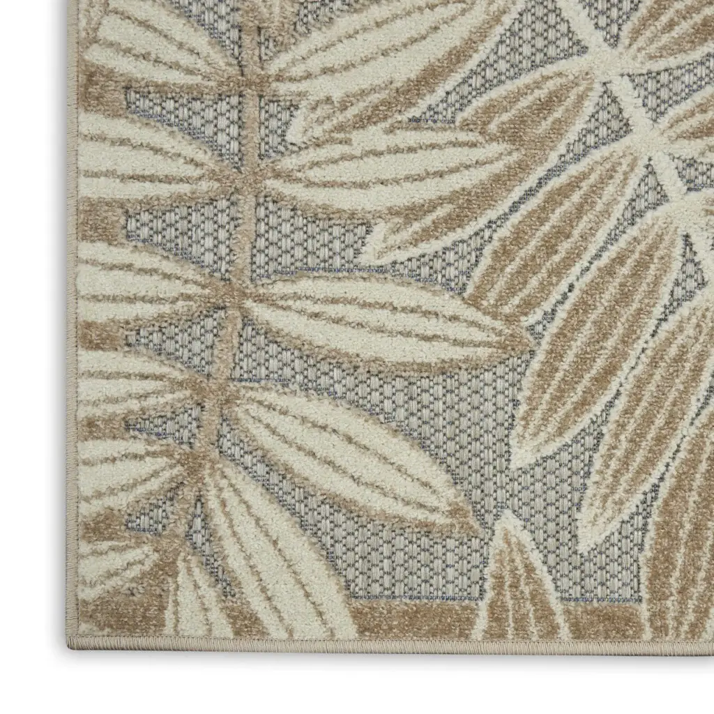 3' X 4' Gray And Ivory Floral Indoor Outdoor Area Rug - Image 6