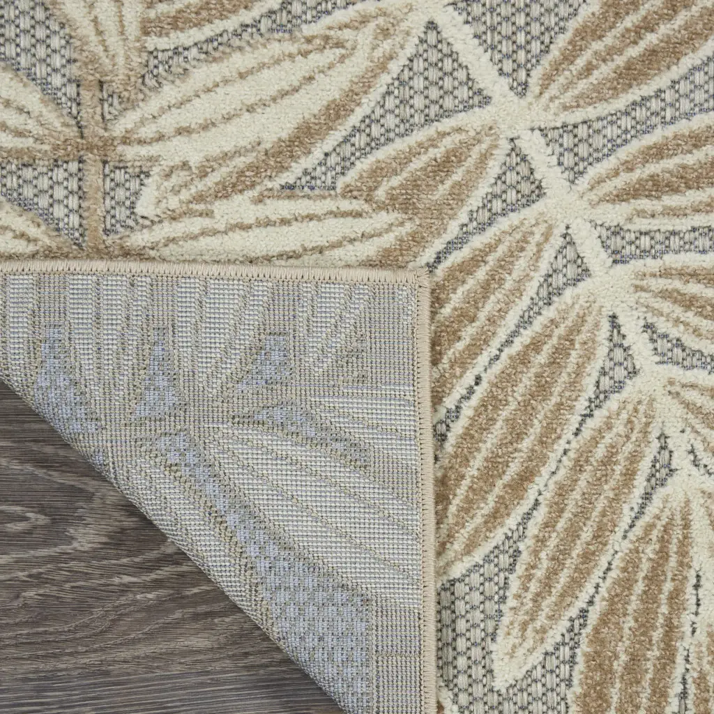 3' X 4' Gray And Ivory Floral Indoor Outdoor Area Rug - Image 8