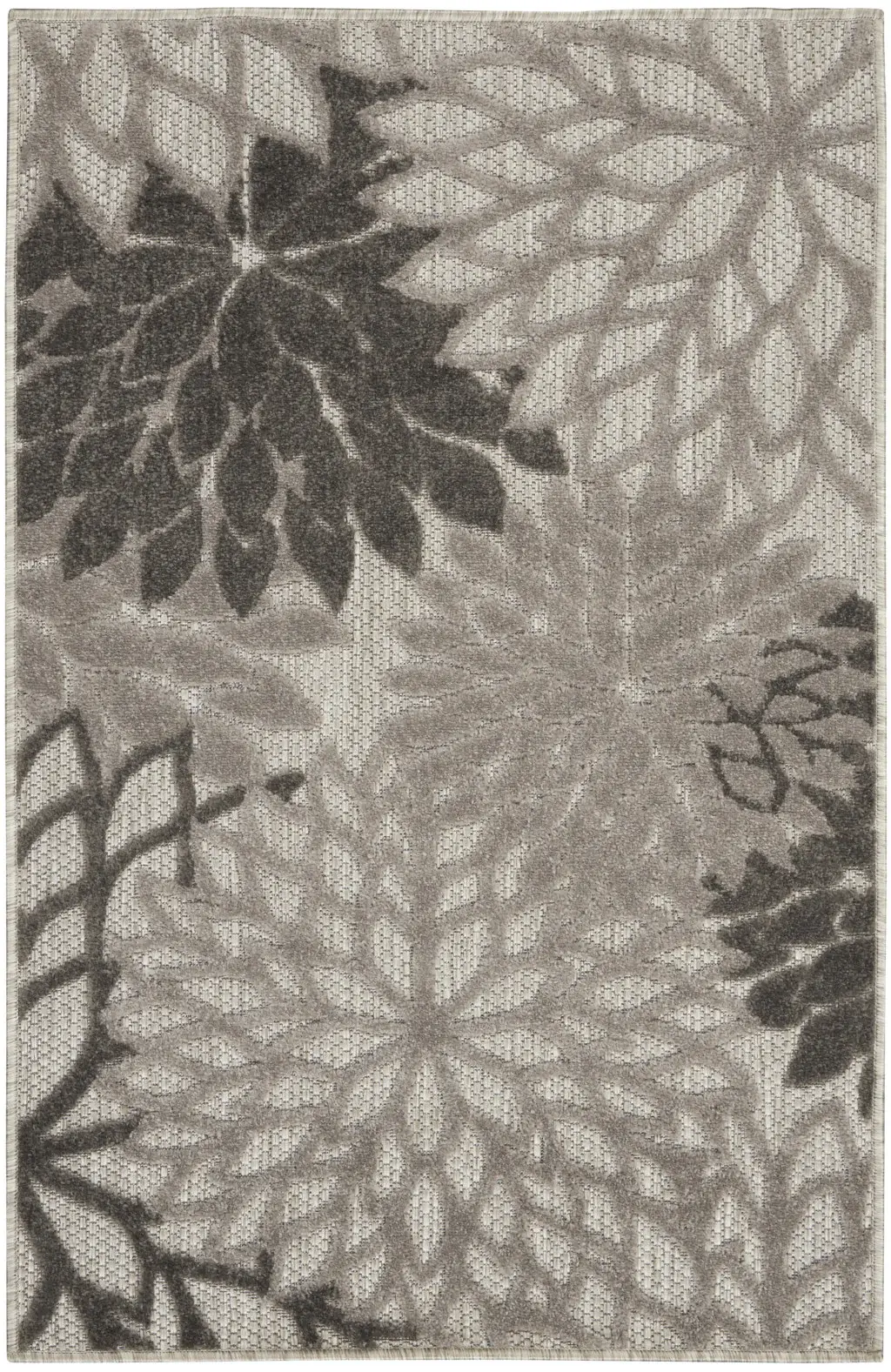 3' X 4' Gray Floral Indoor Outdoor Area Rug - Image 2
