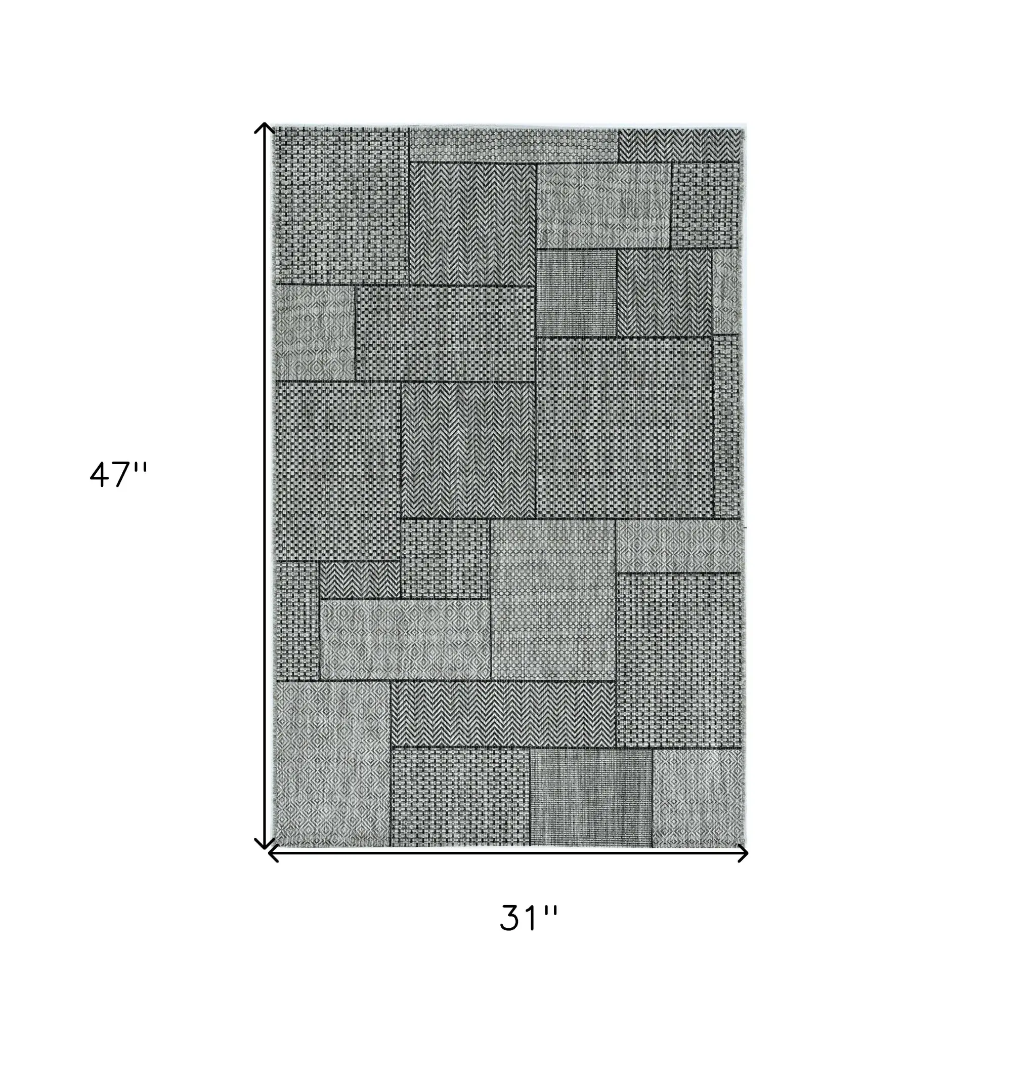 3' X 4' Gray Southwestern Indoor Outdoor Area Rug - Image 3