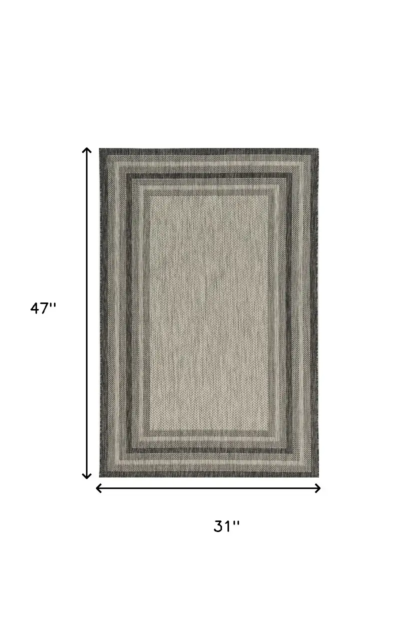 3' X 4' Gray Striped Indoor Outdoor Area Rug - Image 3