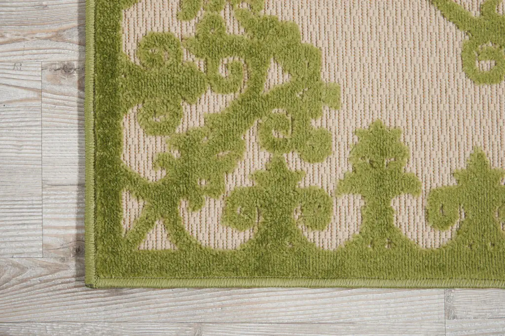 3' X 4' Green Damask Indoor Outdoor Area Rug - Image 3