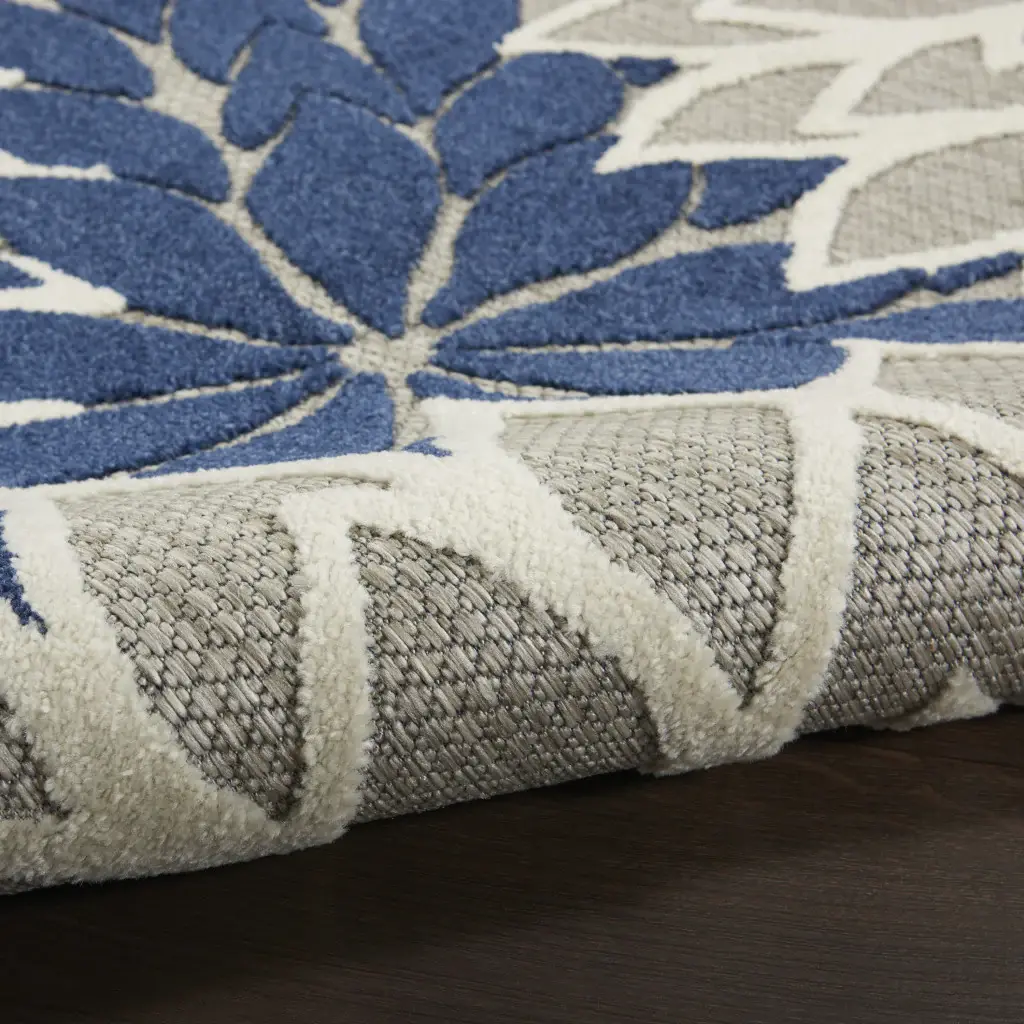 3' X 4' Ivory And Blue Floral Indoor Outdoor Area Rug - Image 7